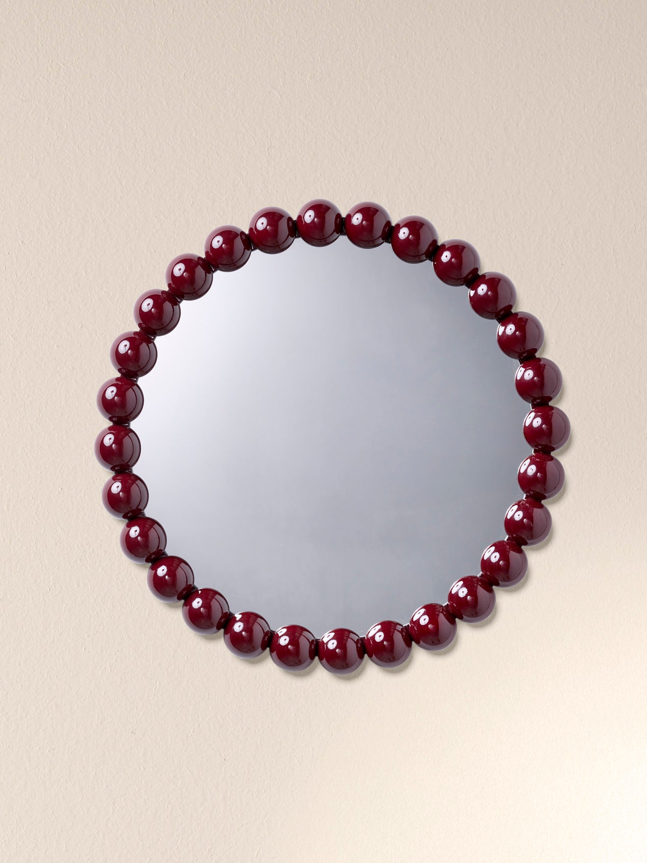 Miroir rond contour boules en bois