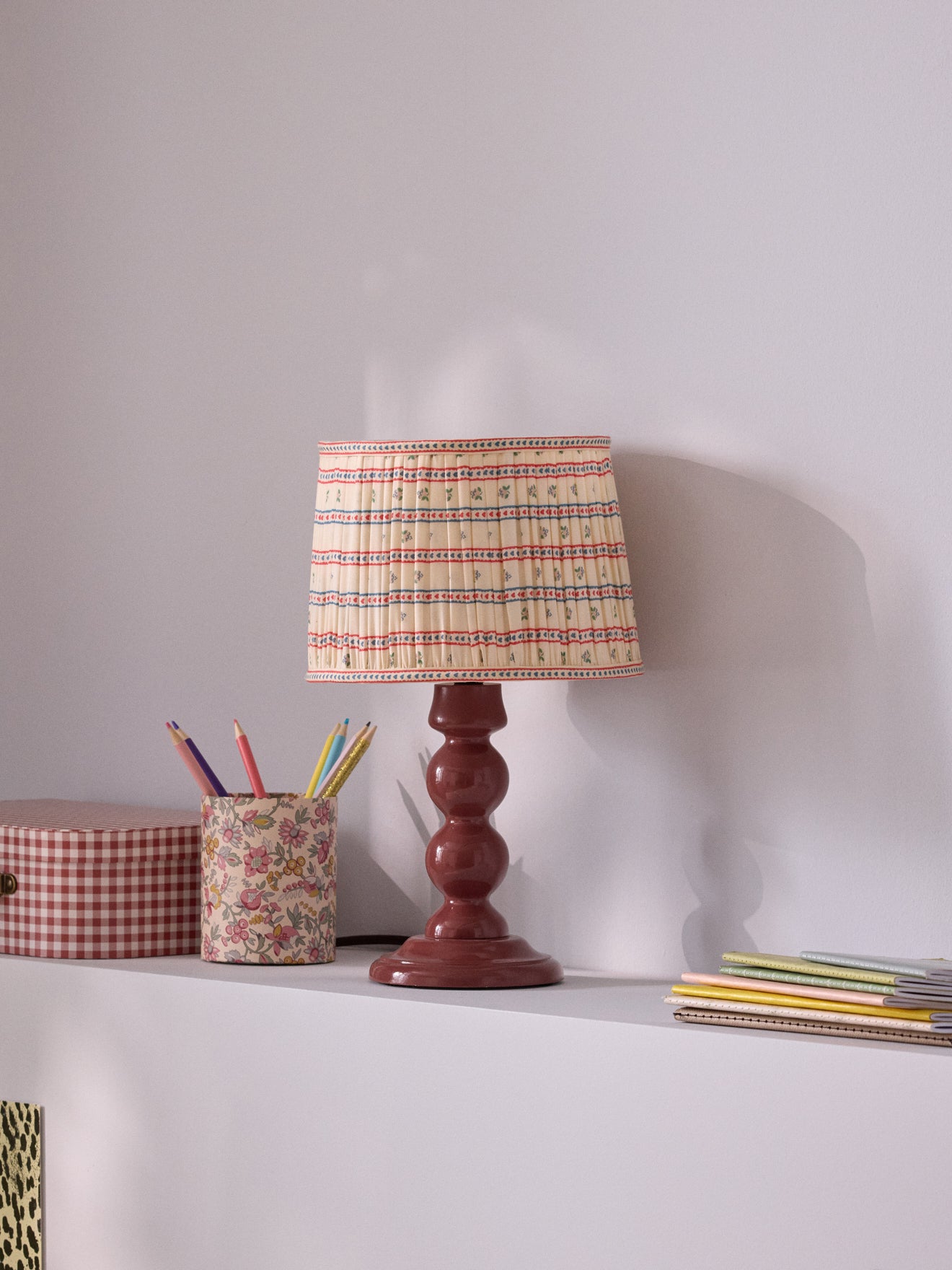 Lampenkap met plooitjes en Marine-print - klein model