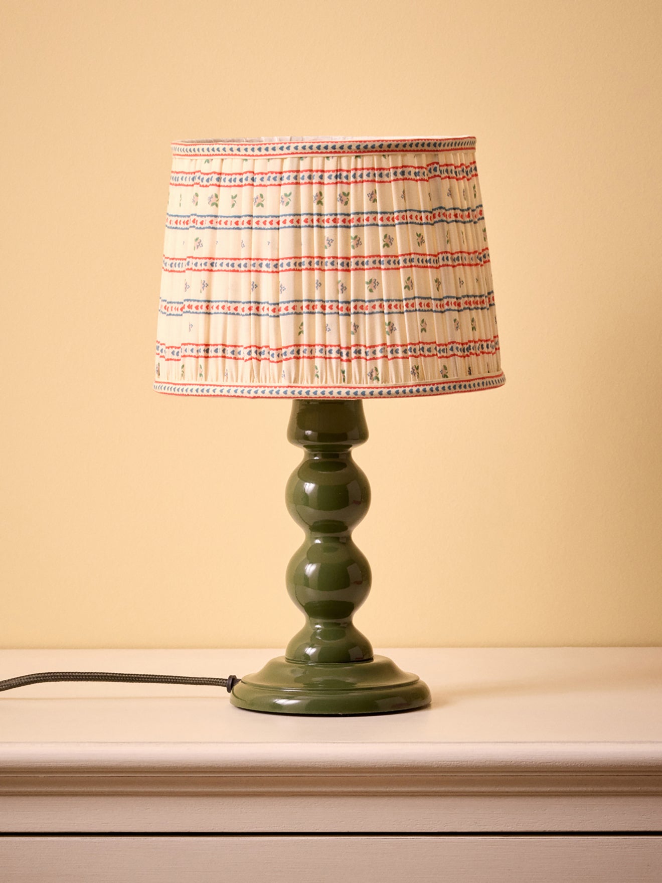 Lampenkap met plooitjes en Marine-print - klein model