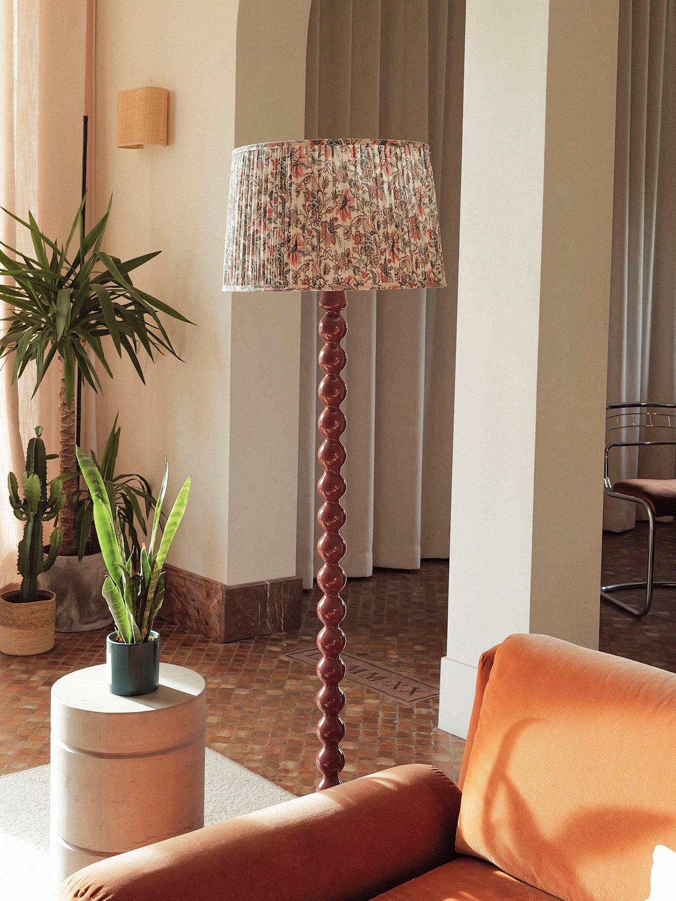 Lampenkap met plooitjes en Perse-print - groot model