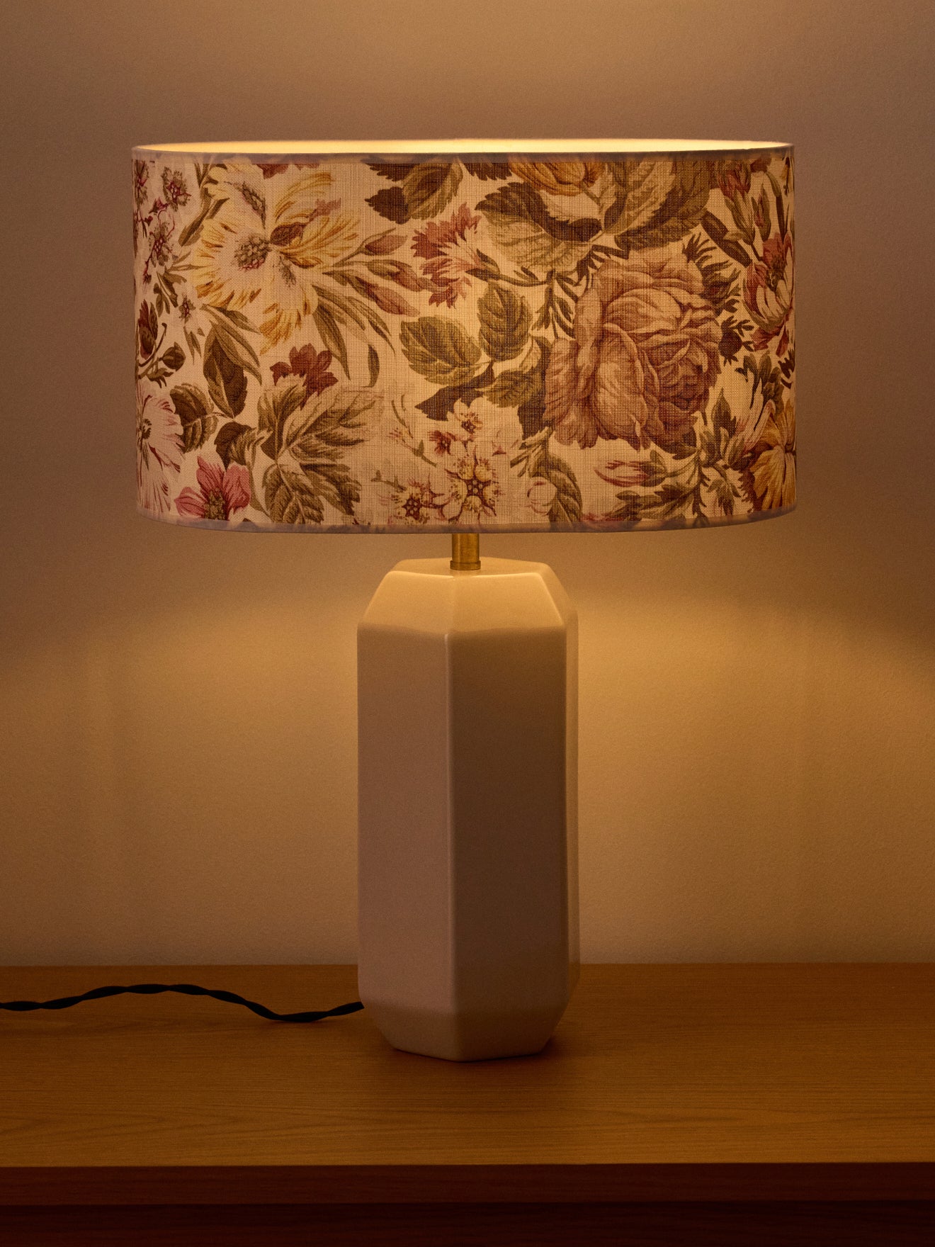 Abat-jour ovale imprimé fleurie - Grand modèle Victoire