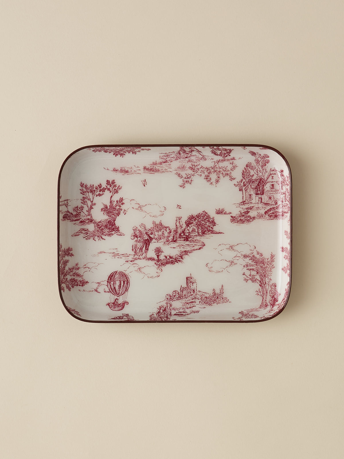 Plateau émaillé esprit toile de Jouy - Petit modèle