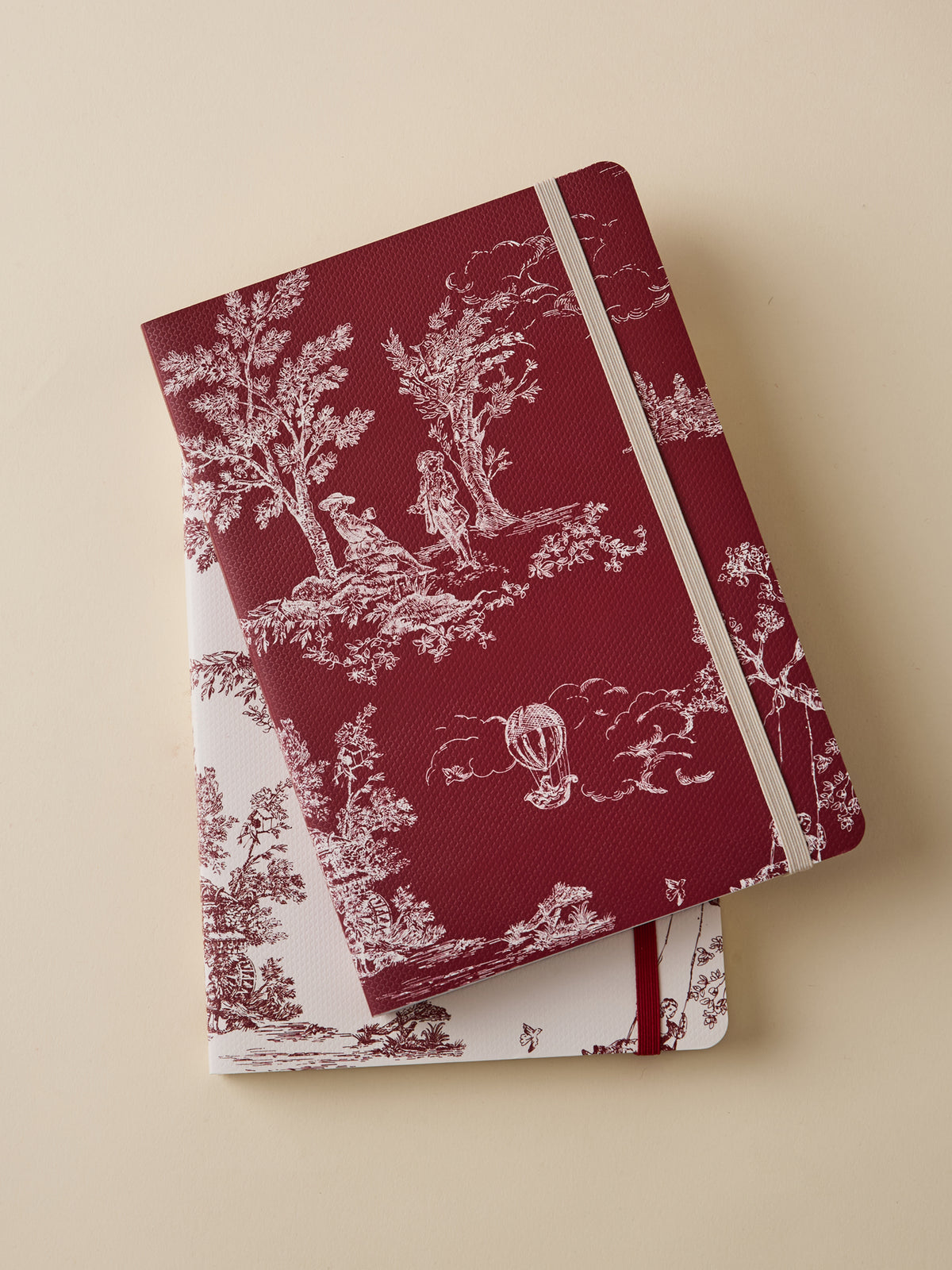 Lot de 2 carnets esprit toile de Jouy