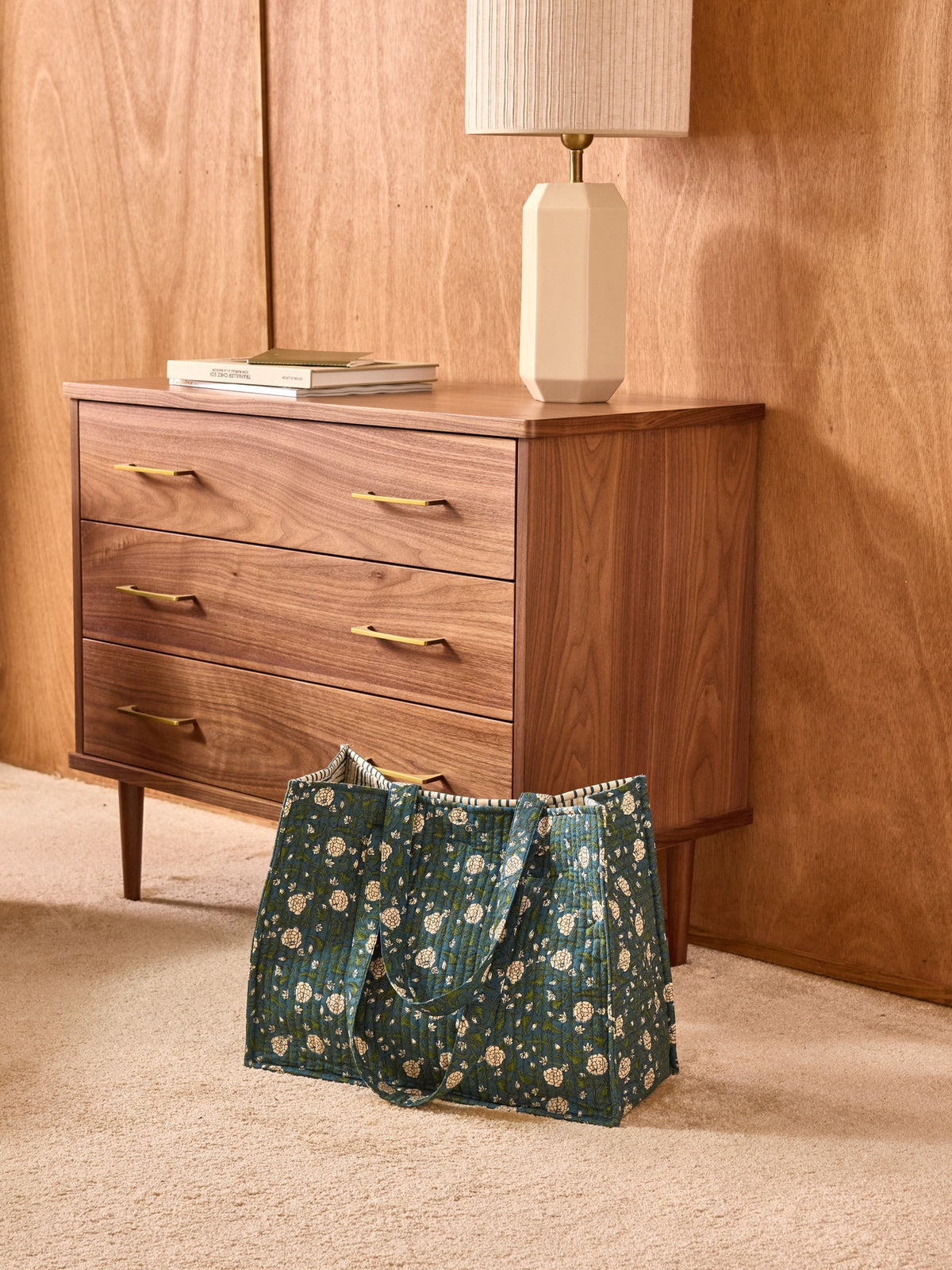 Gewatteerde shopper in Indiase stof