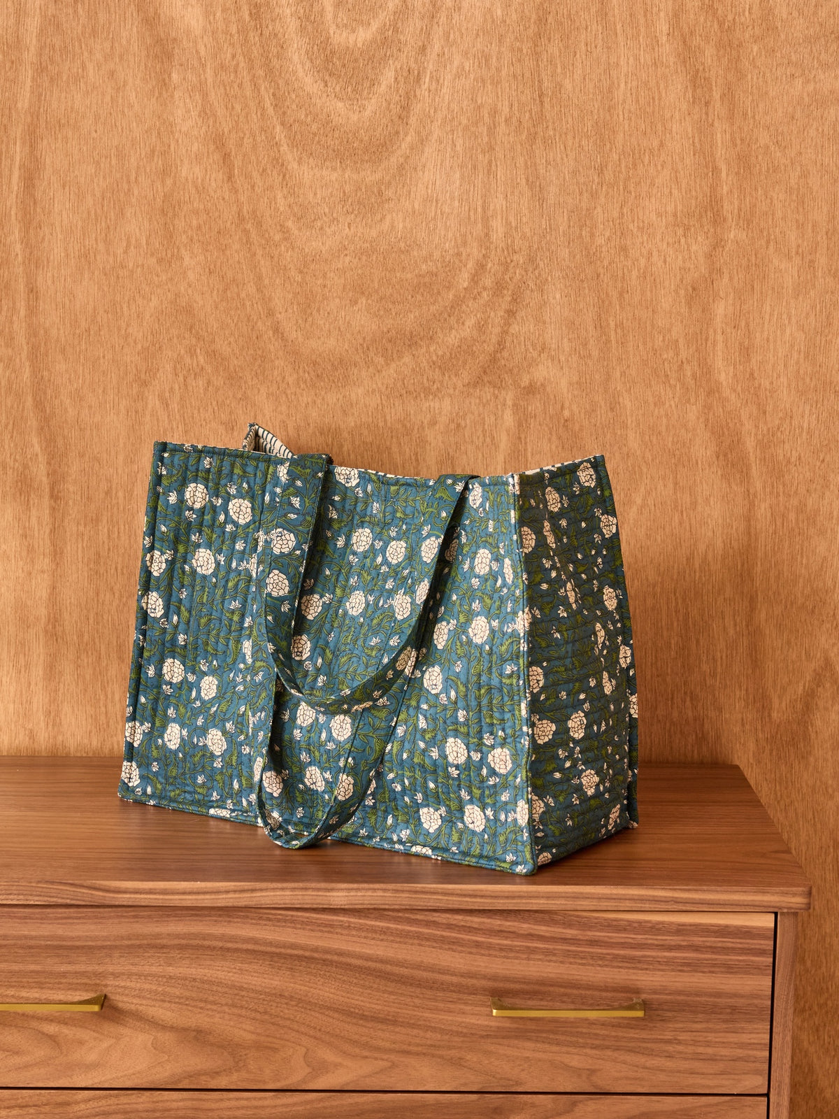 Gewatteerde shopper in Indiase stof