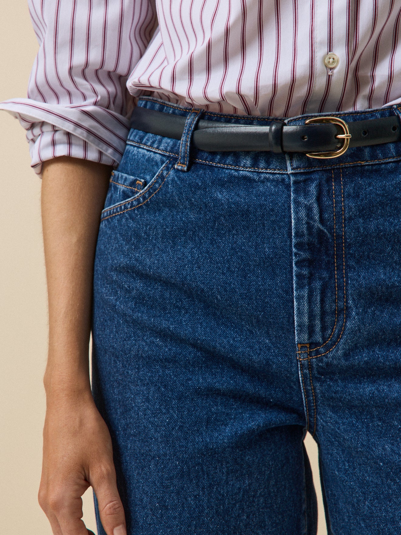 Smalle damesriem in leer