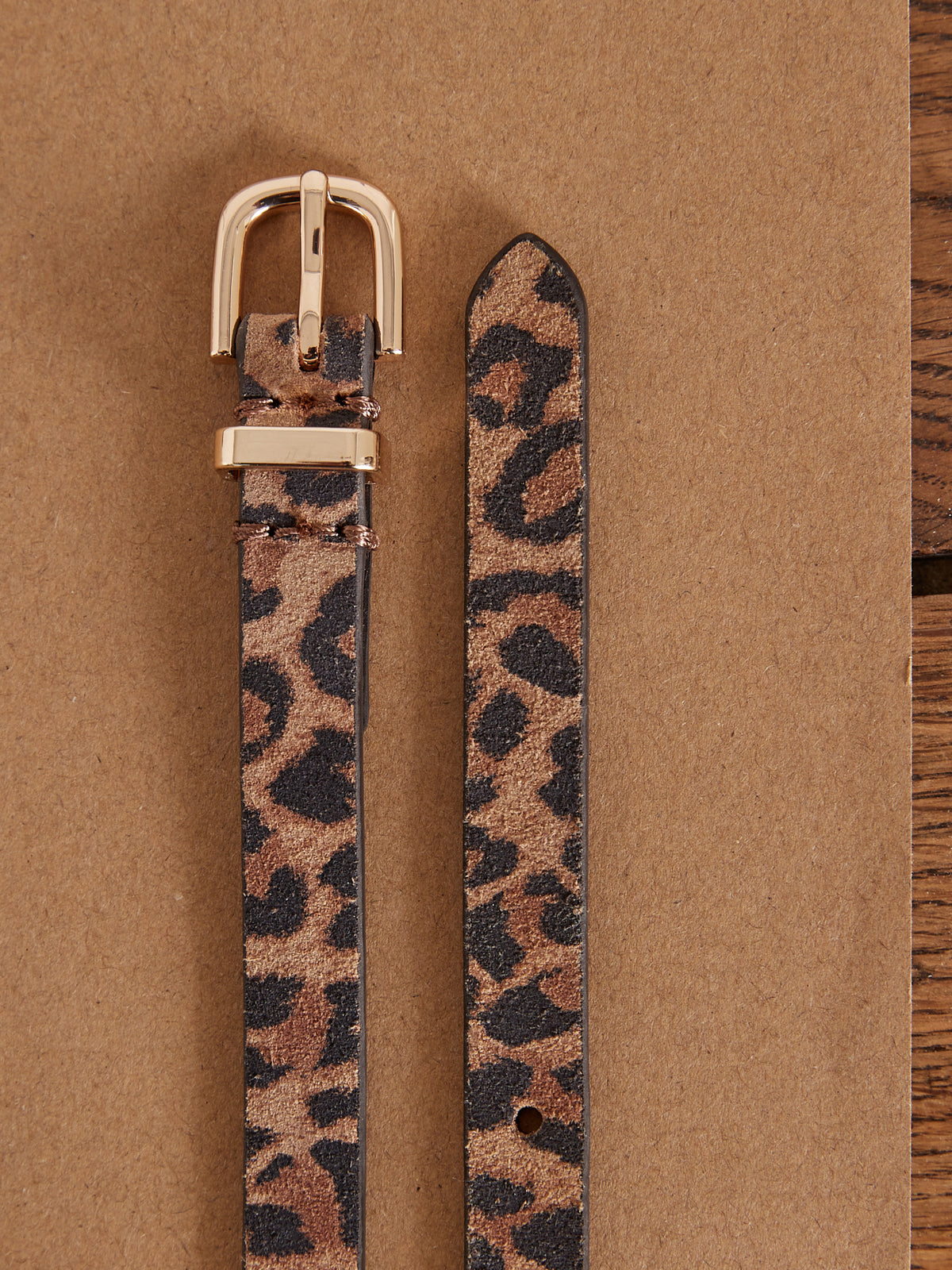 Dunne leren riem met luipaardprint voor dames