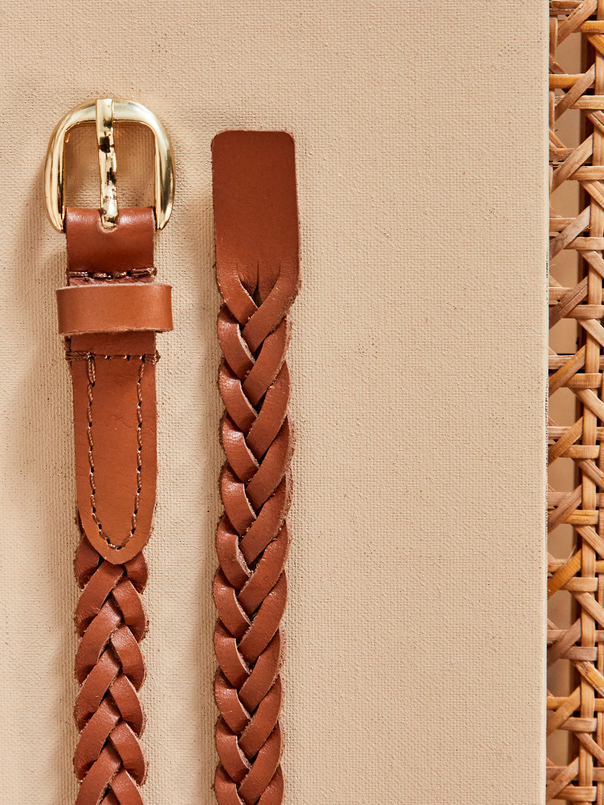 Ceinture tressée cuir femme