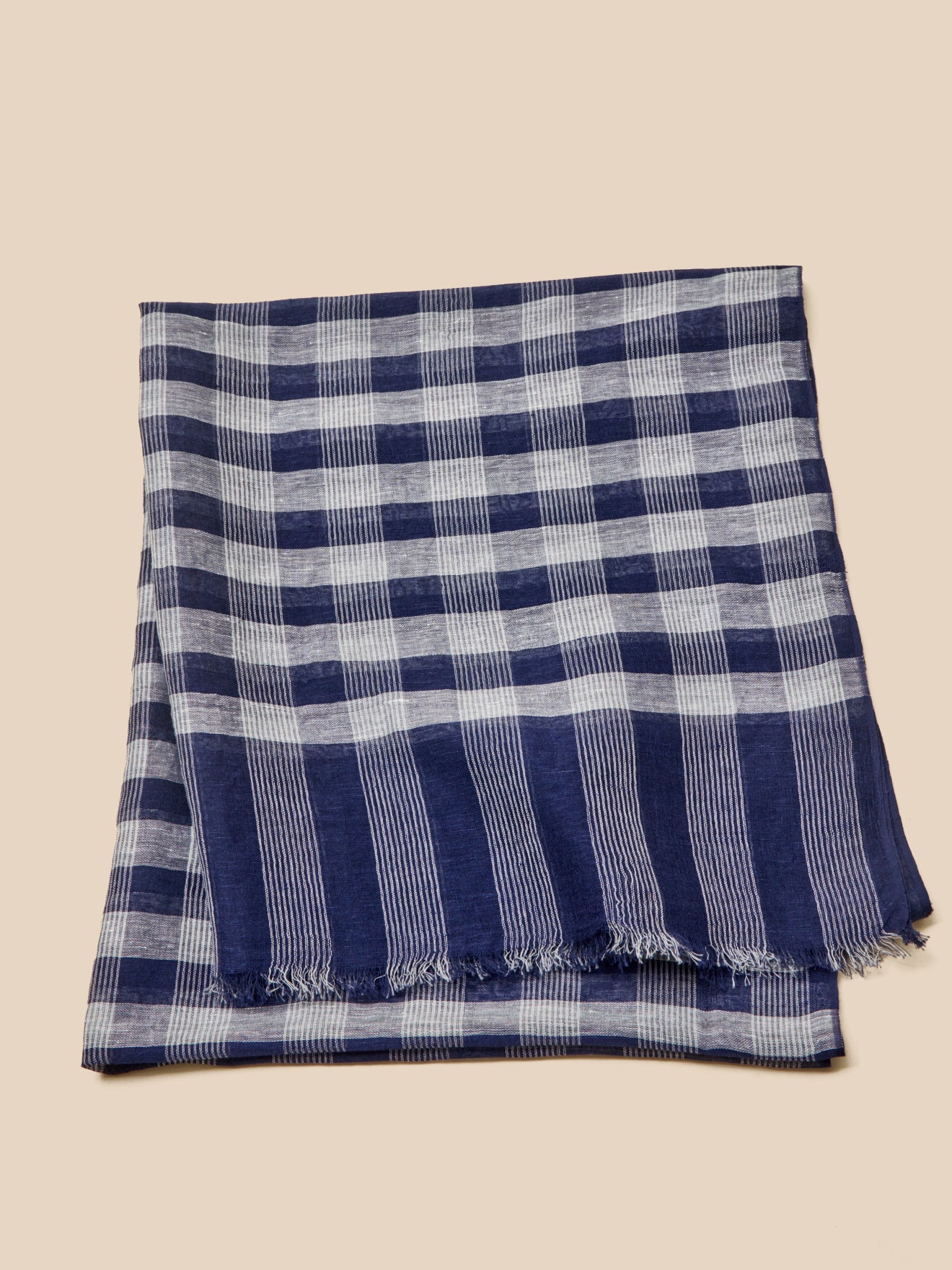 Sjaal met vichyruitjes - linnen en katoen