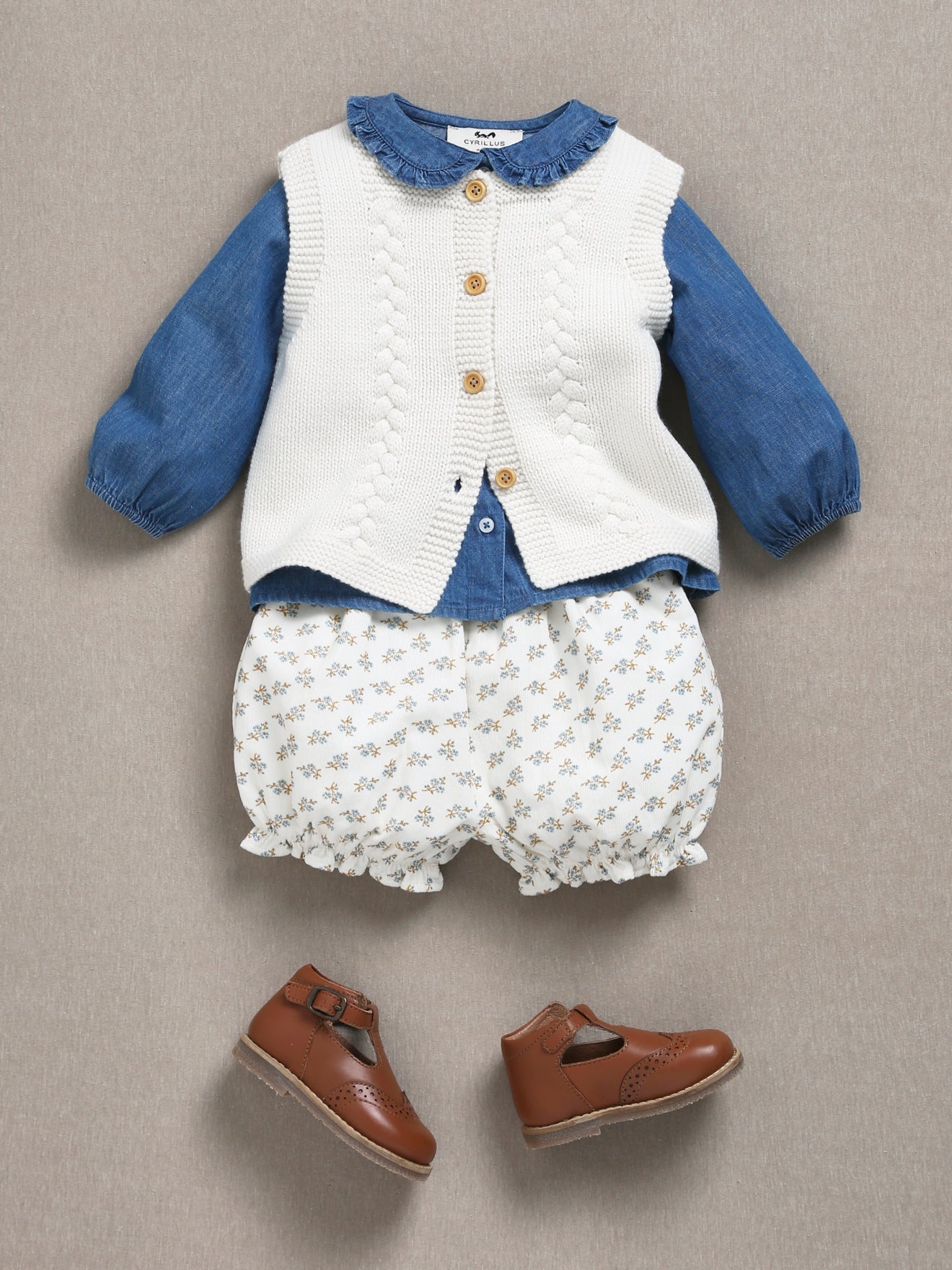 Blouse bébé en denim léger