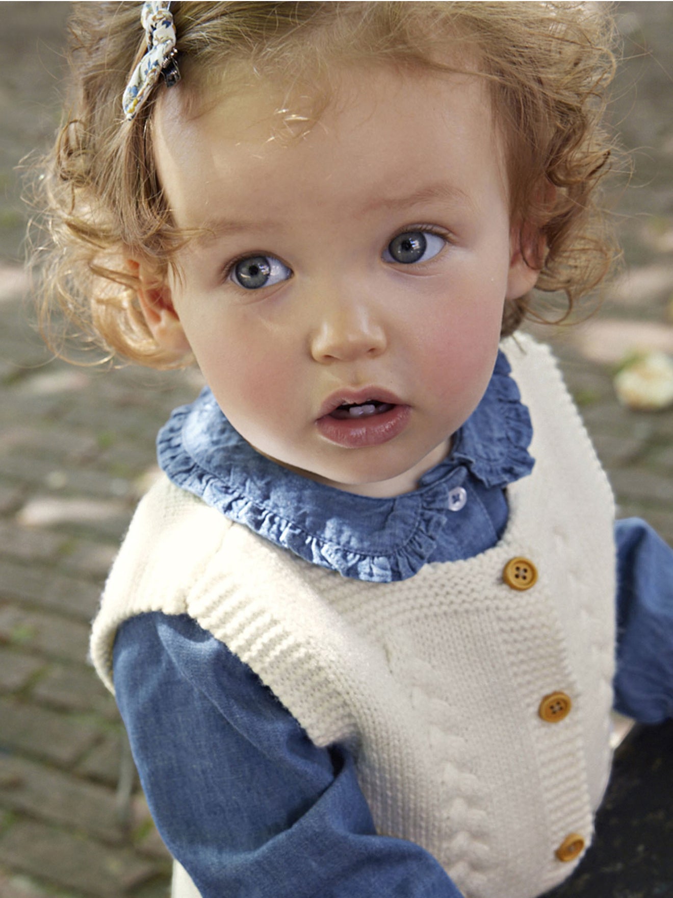 Blouse bébé en denim léger