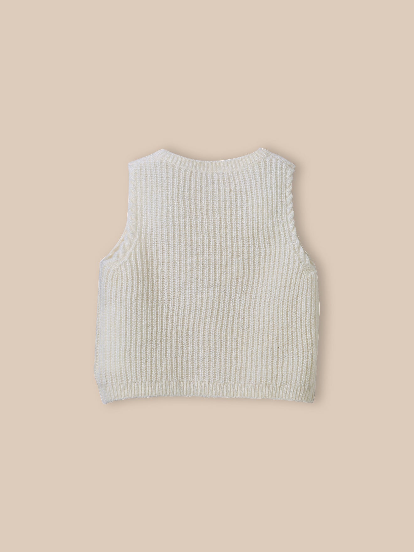 Mouwloos babyvest in wol en mohair