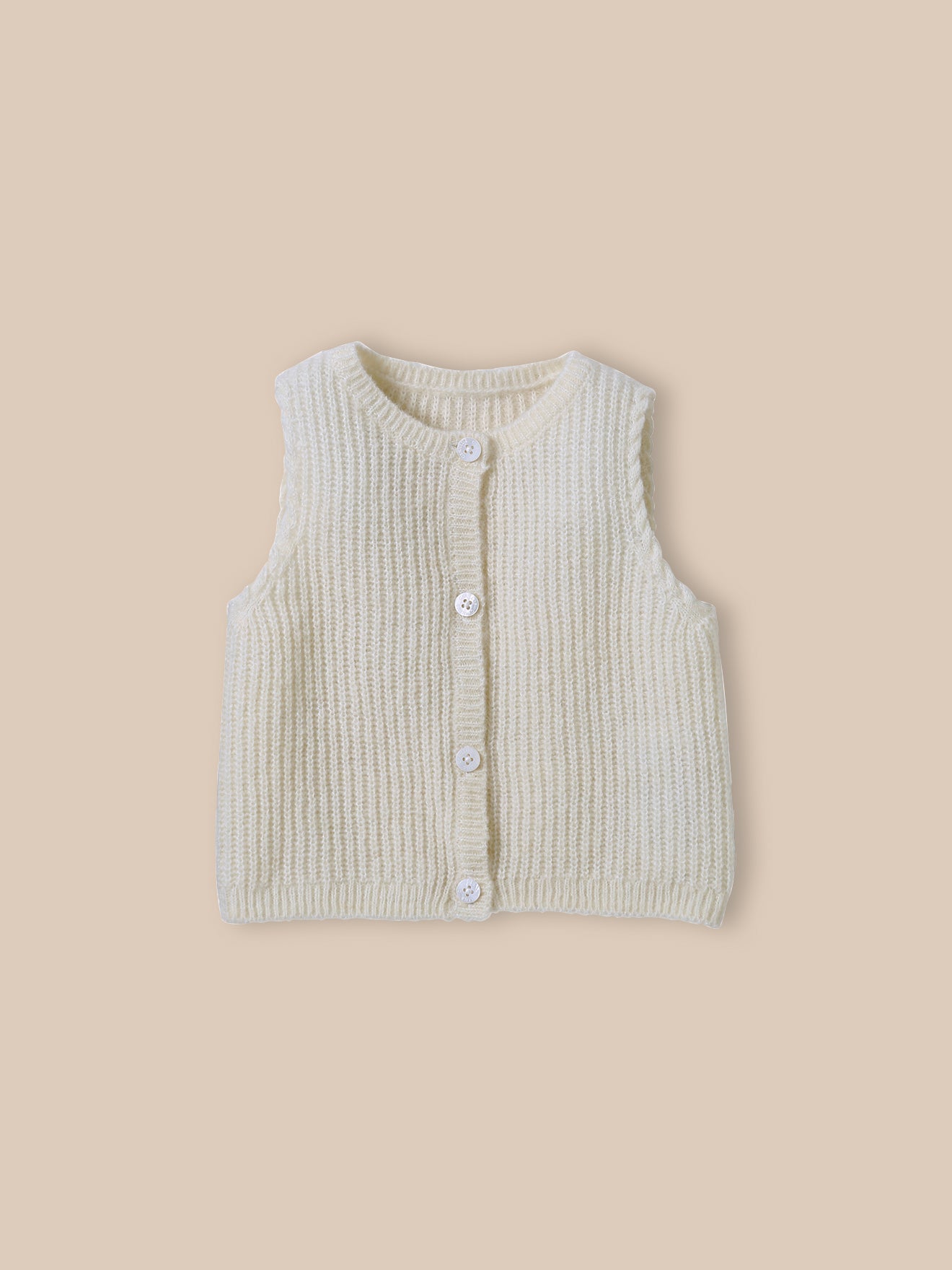 Mouwloos babyvest in wol en mohair