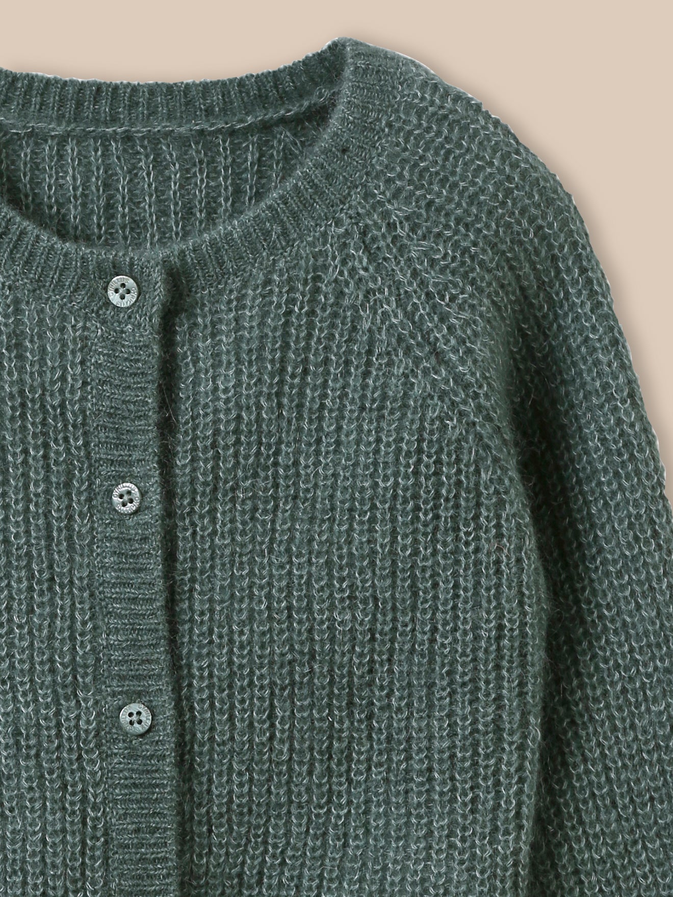 Babycardigan in pareltricot van mohair en wol
