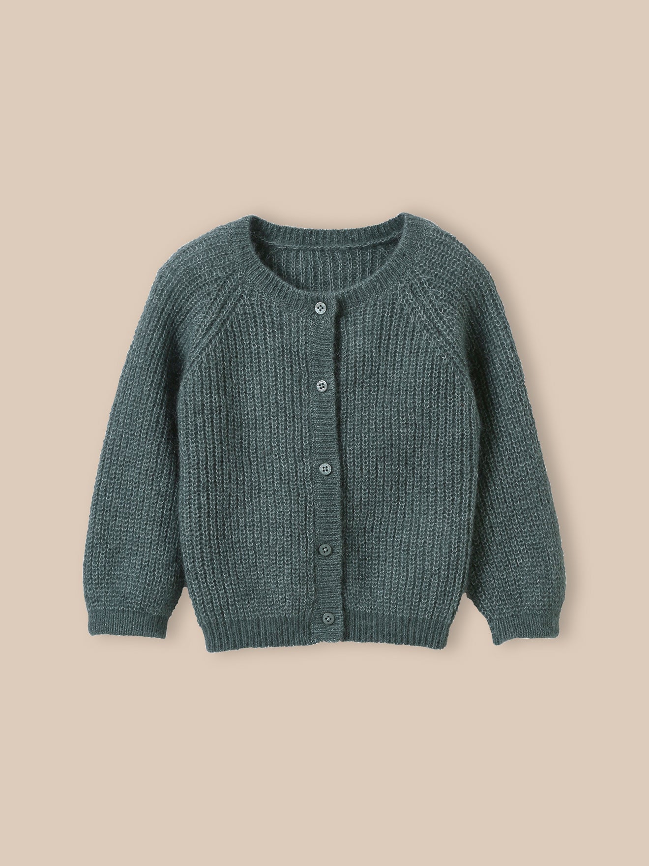 Babycardigan in pareltricot van mohair en wol