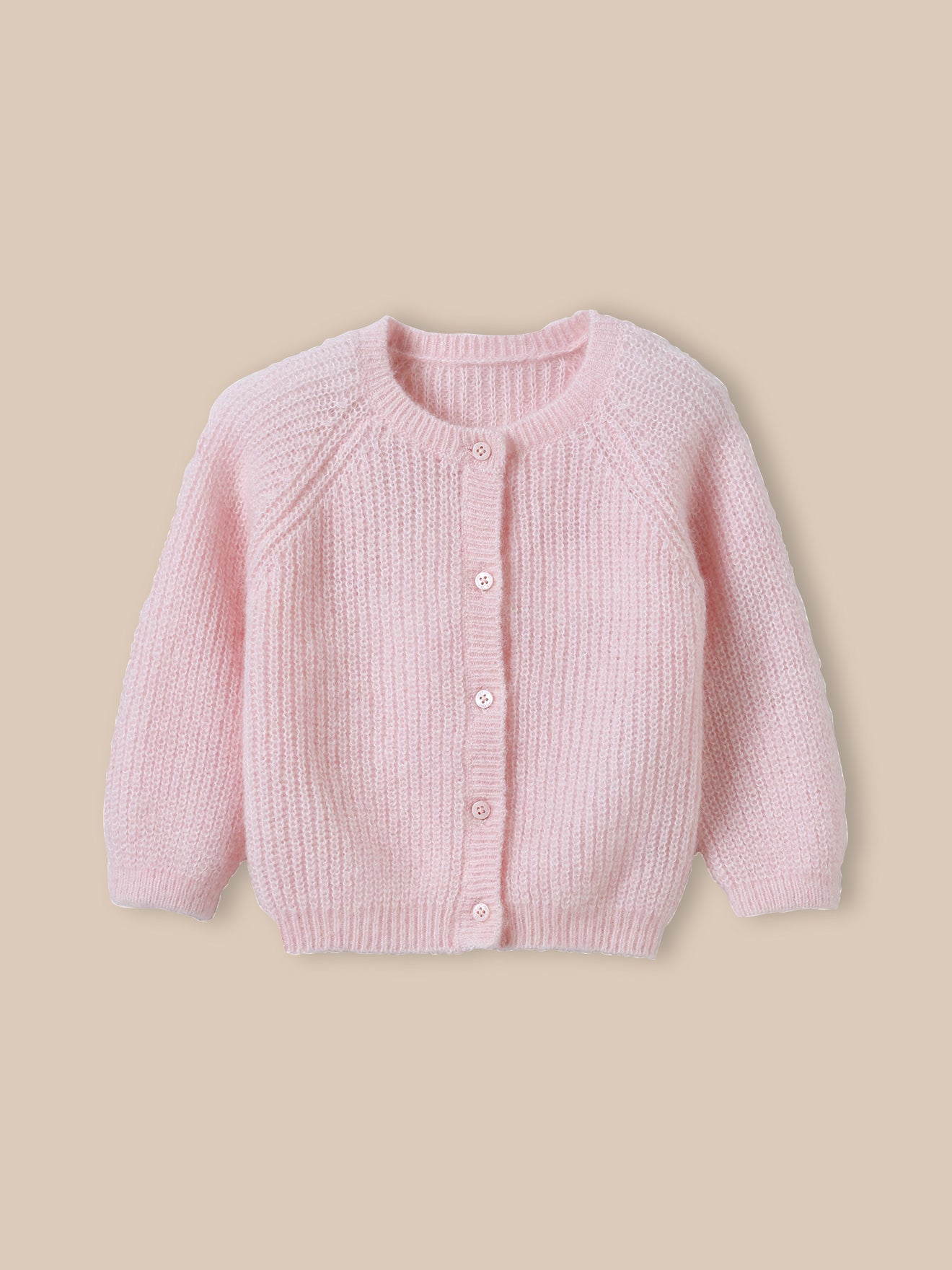 Babycardigan in pareltricot van mohair en wol