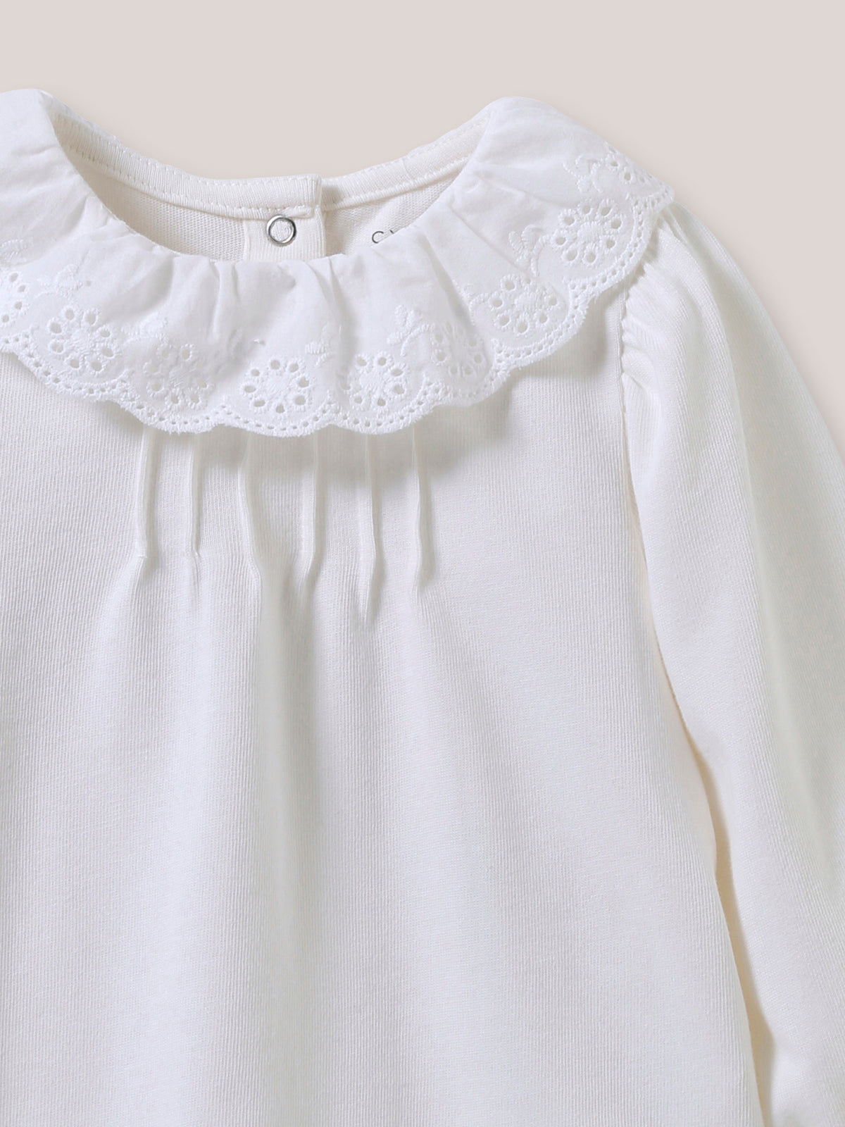T-shirt col en broderie anglaise Bébé - Coton biologique