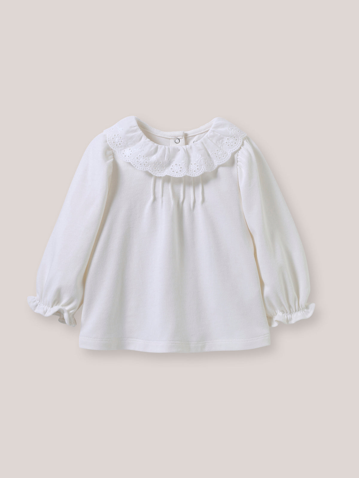 T-shirt col en broderie anglaise Bébé - Coton biologique