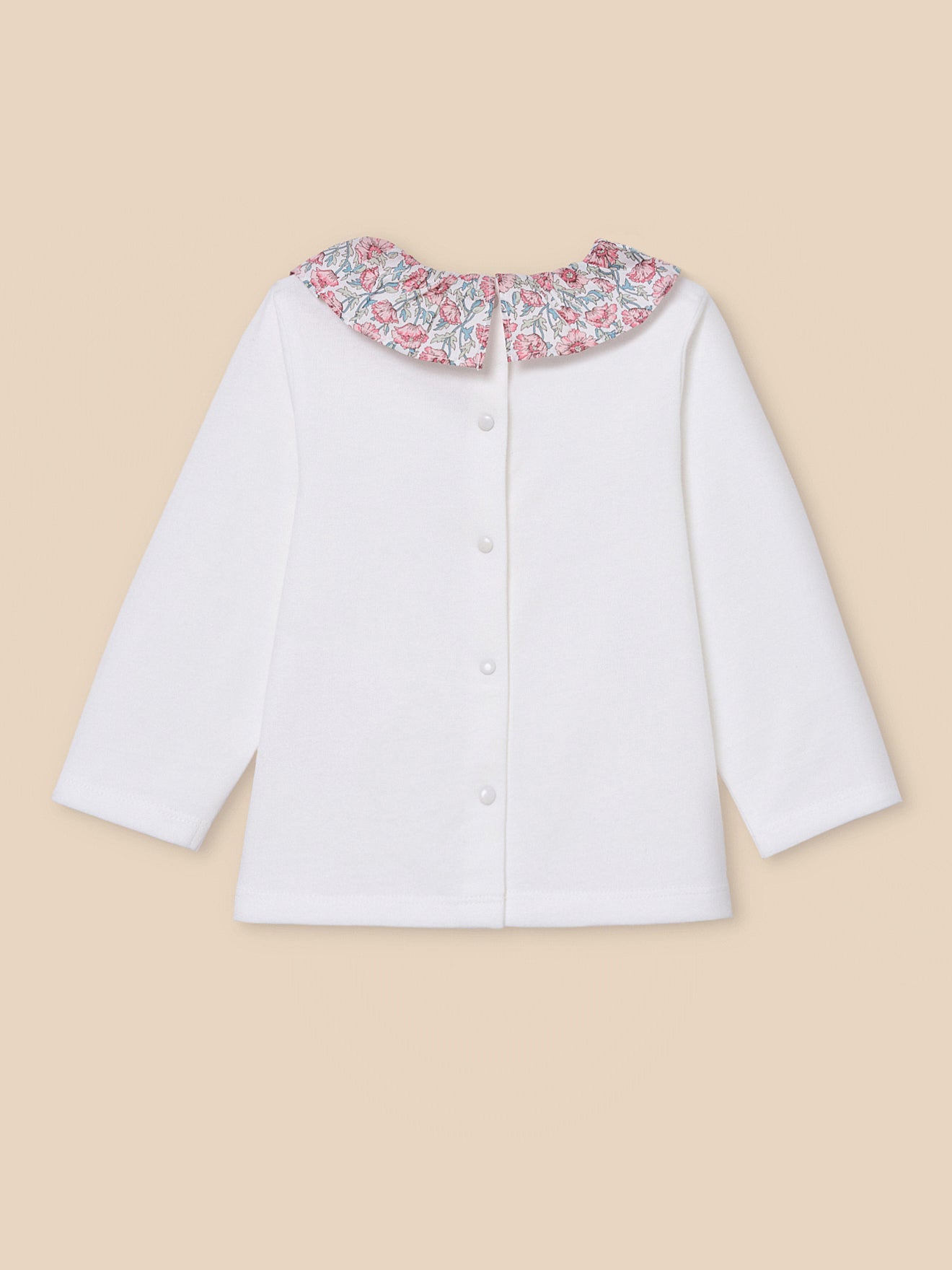 Liberty stoffen T-shirt met babykraag - Biologisch katoen