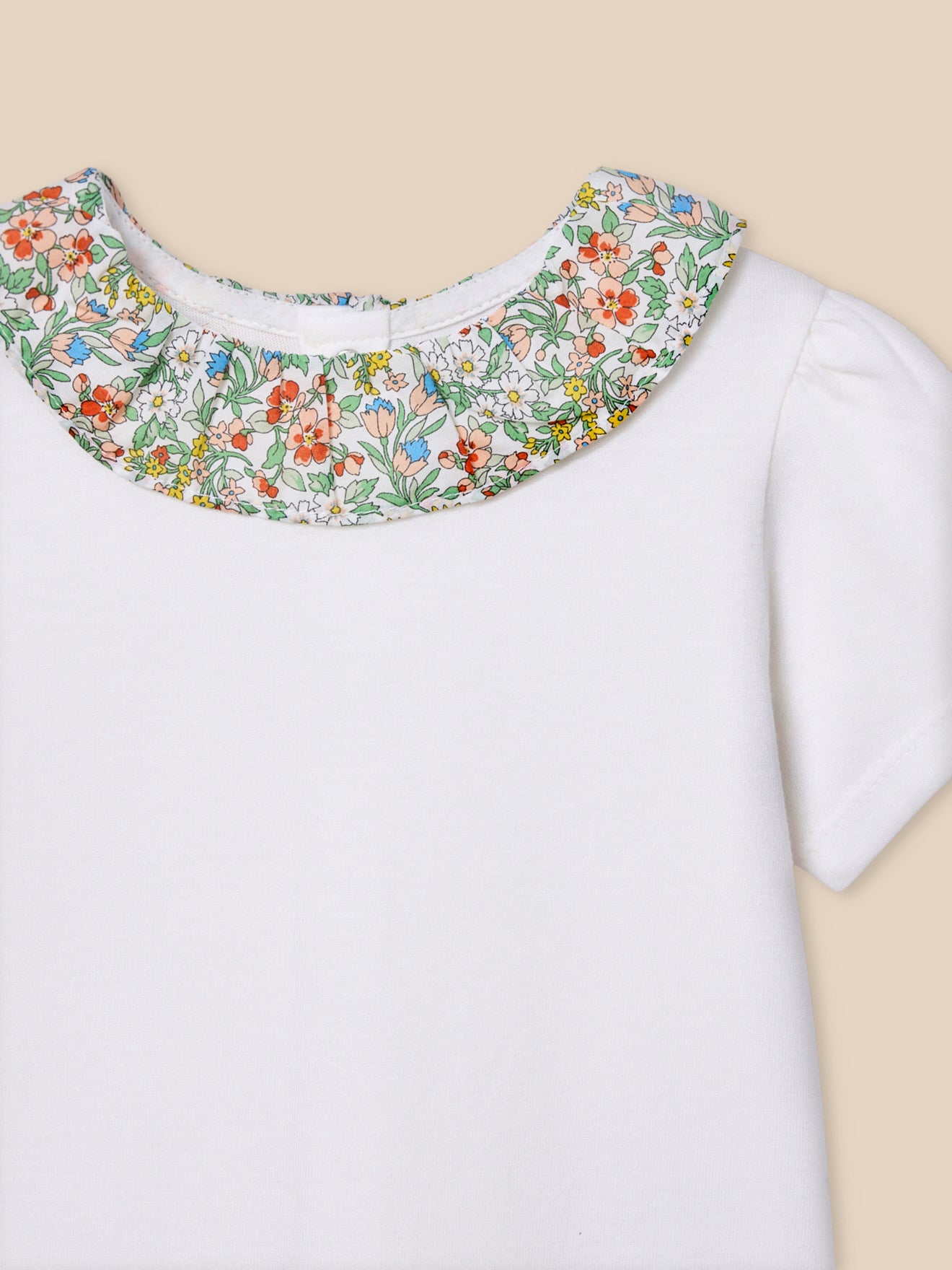 T-shirt col en tissu Liberty Bébé - Coton biologique