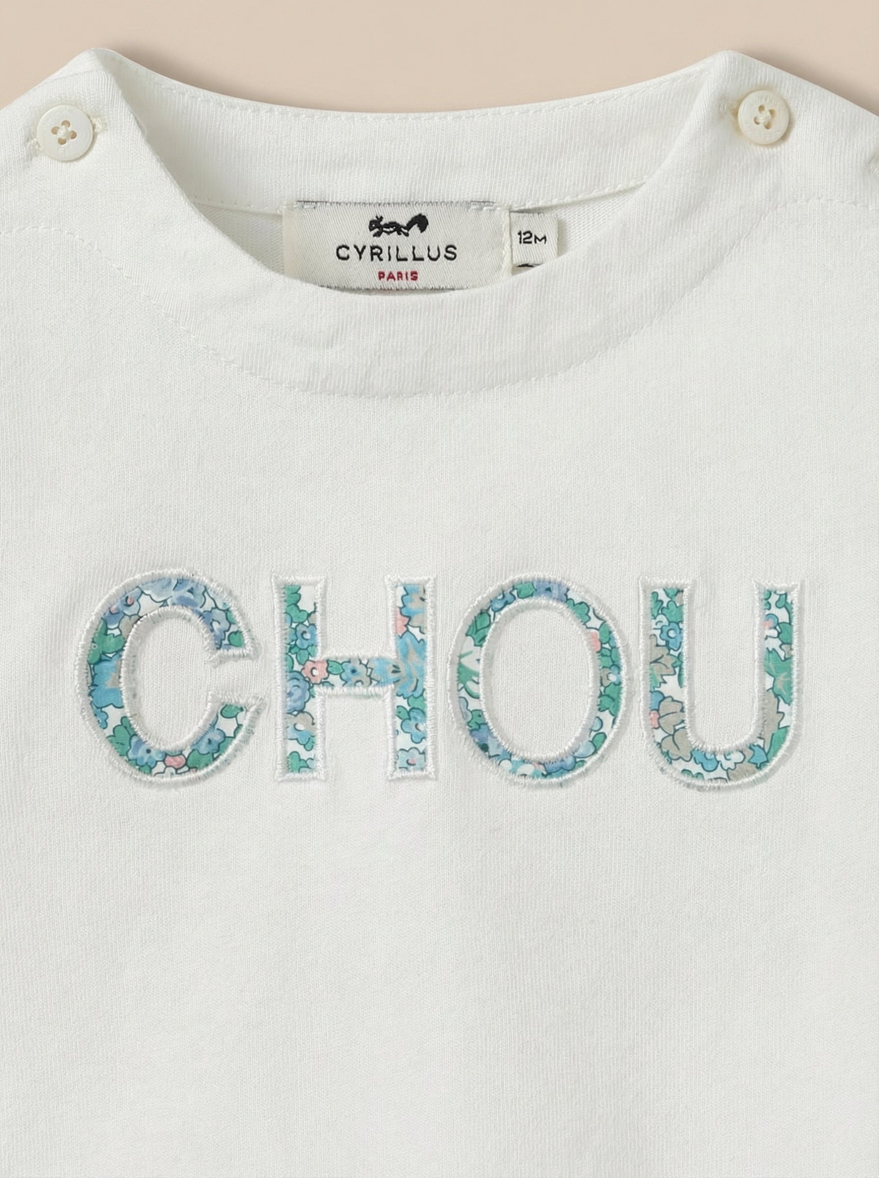 T-shirt Bébé lettres en tissu Liberty - Coton biologique