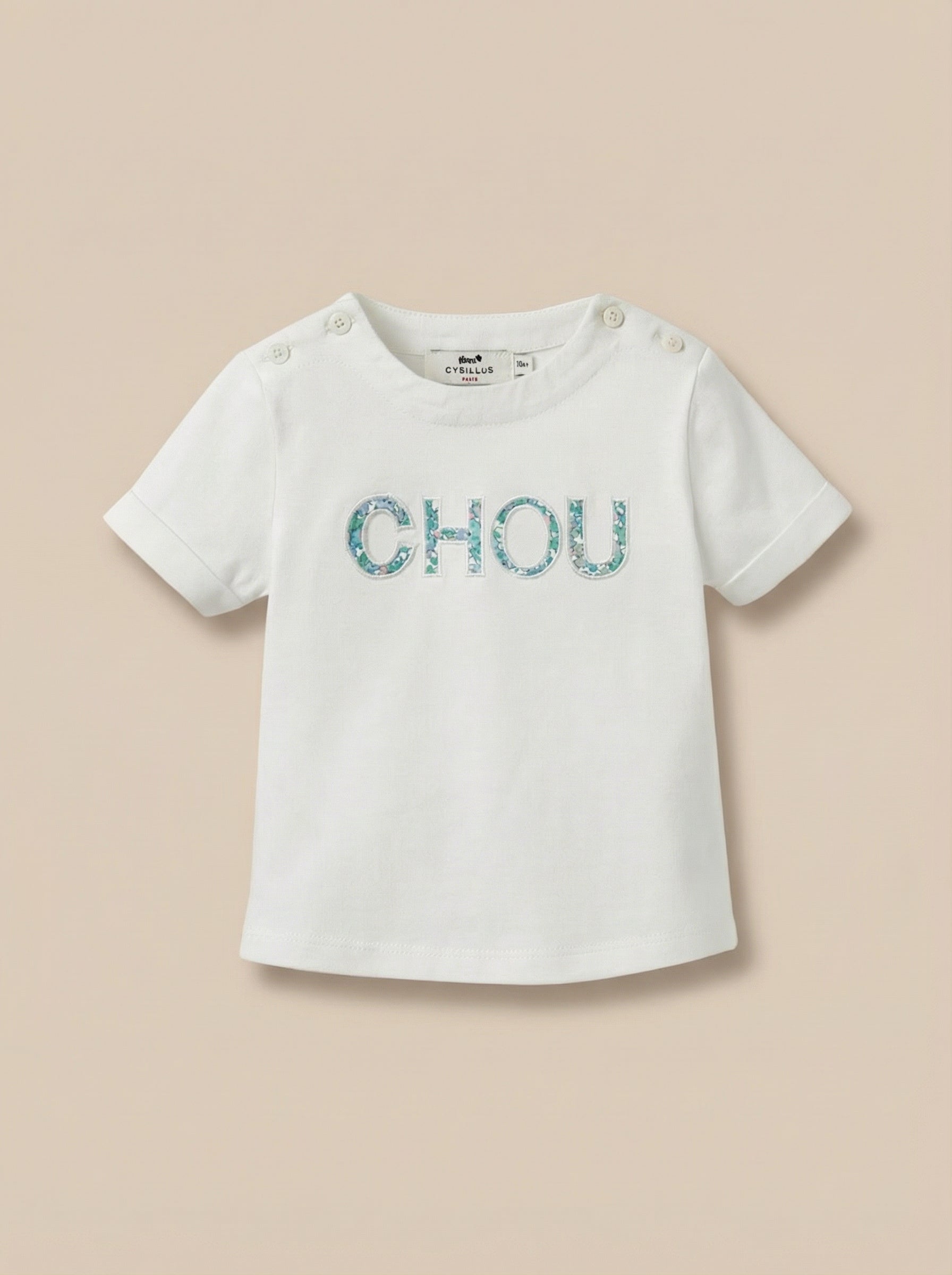 T-shirt Bébé lettres en tissu Liberty - Coton biologique