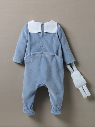 Babyslaappakje in velours met frontje
