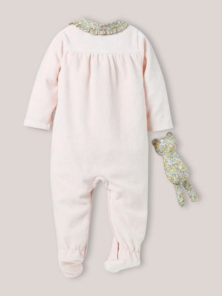 Dors-bien en velours et tissu Liberty + doudou