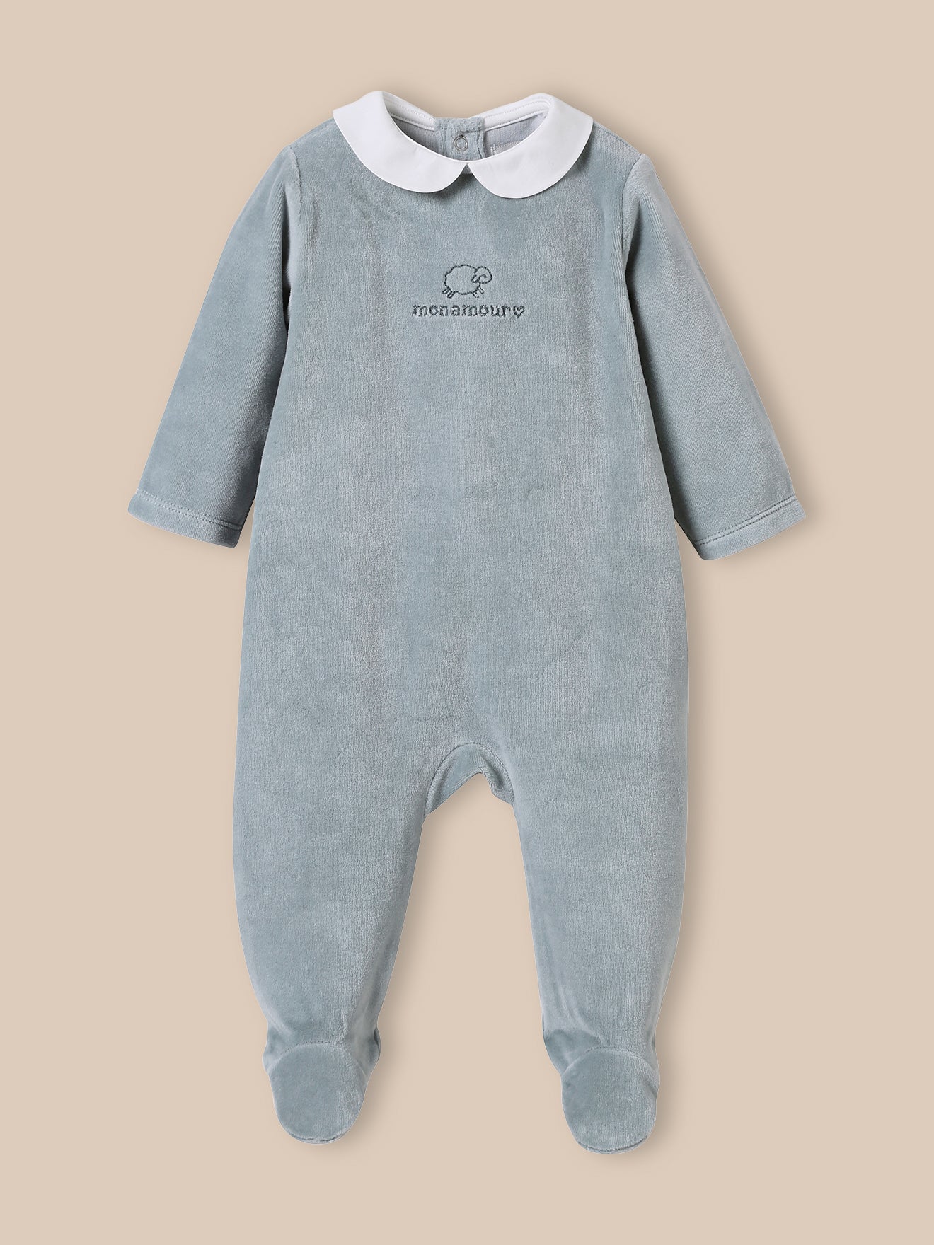 Babyslaappakje in geborduurd velours
