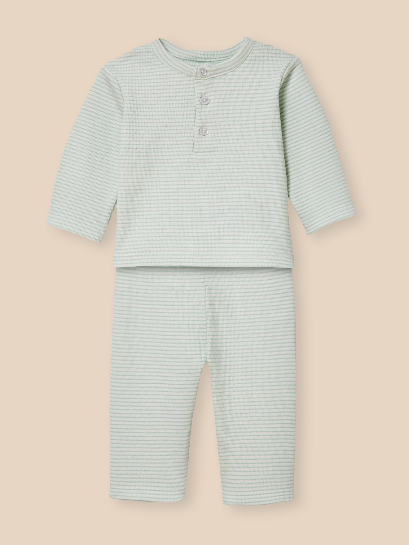 Gestreepte pyjama in babyrib