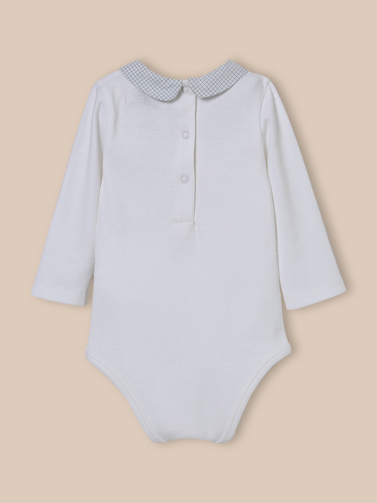 Babybody met geruite kraag - Biokatoen