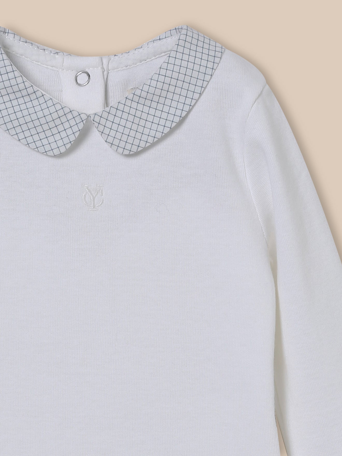 Babybody met geruite kraag - Biokatoen