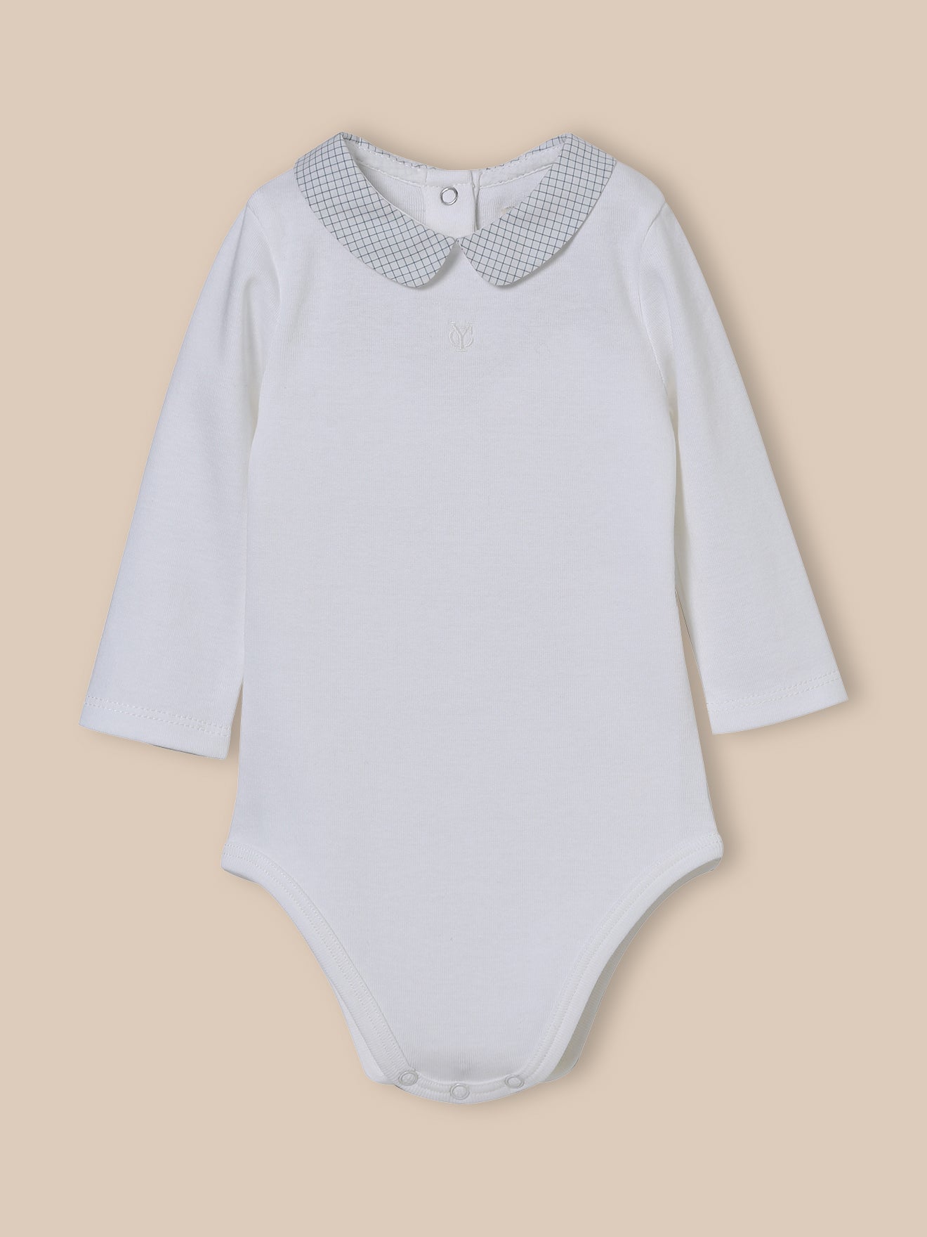 Babybody met geruite kraag - Biokatoen