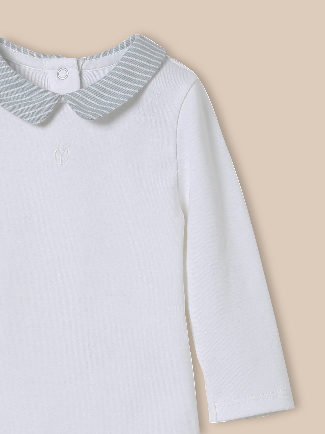 Babybody met geruite kraag - Biokatoen