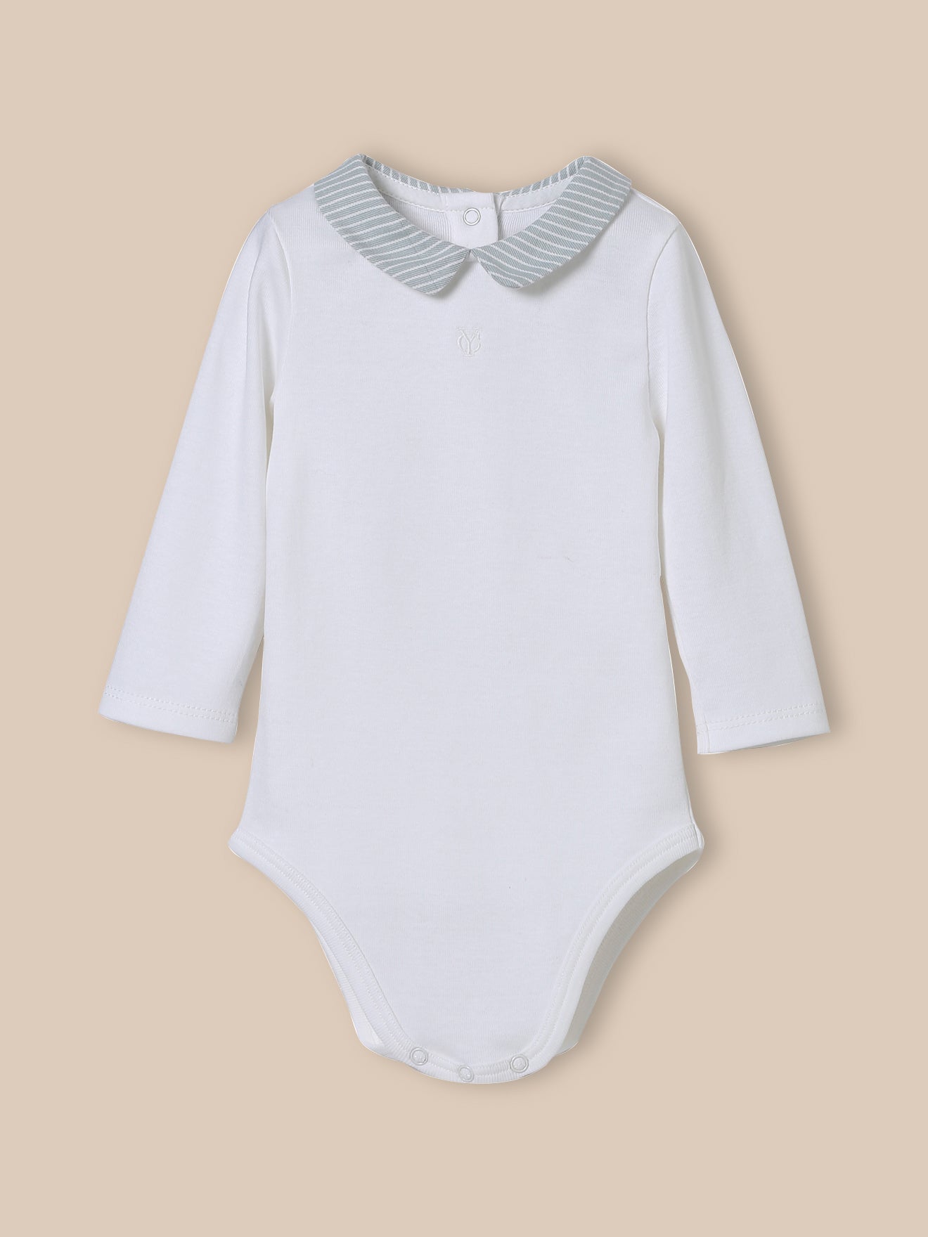 Babybody met geruite kraag - Biokatoen