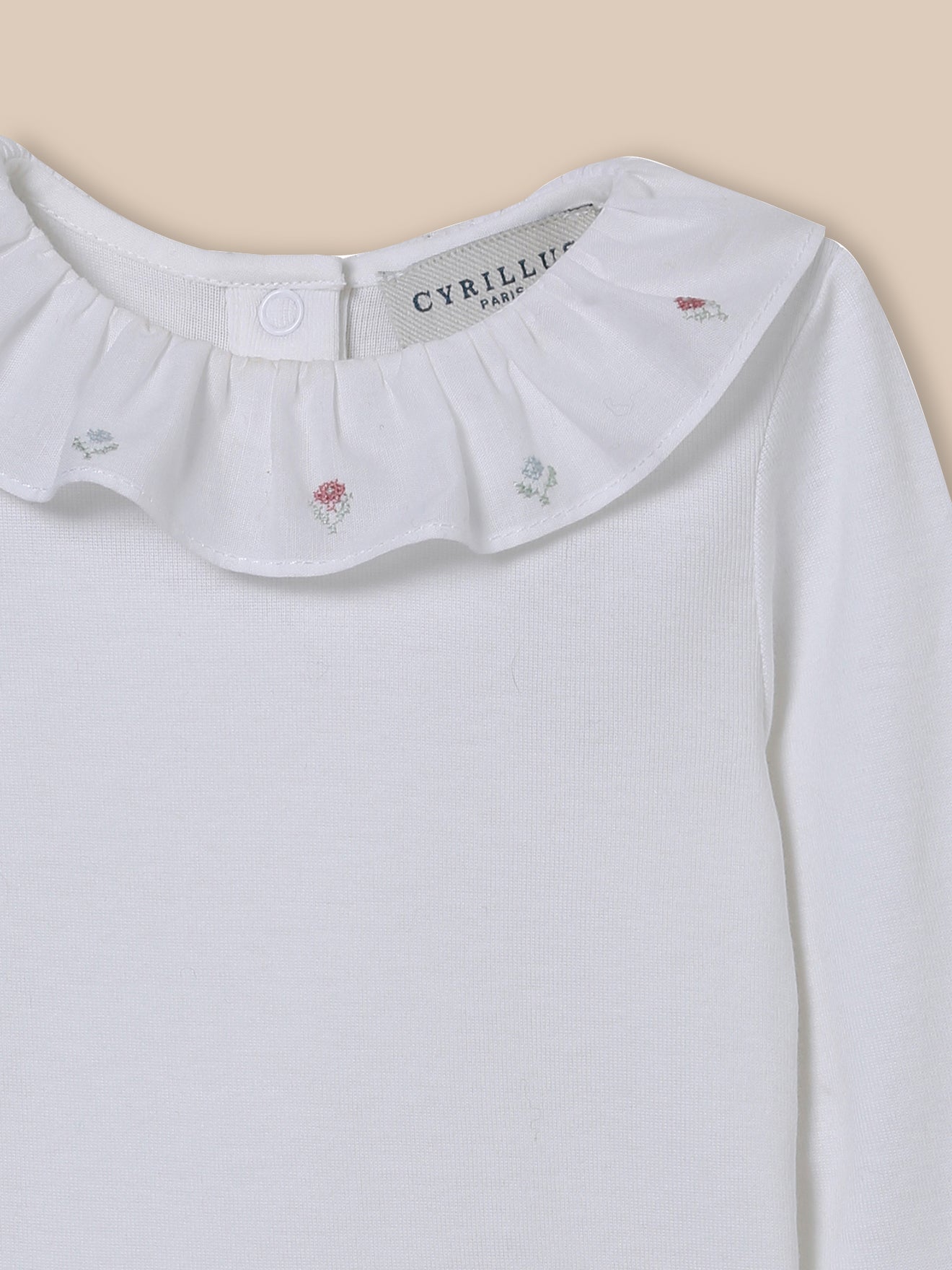 Babybody met geborduurde kraag - Biokatoen