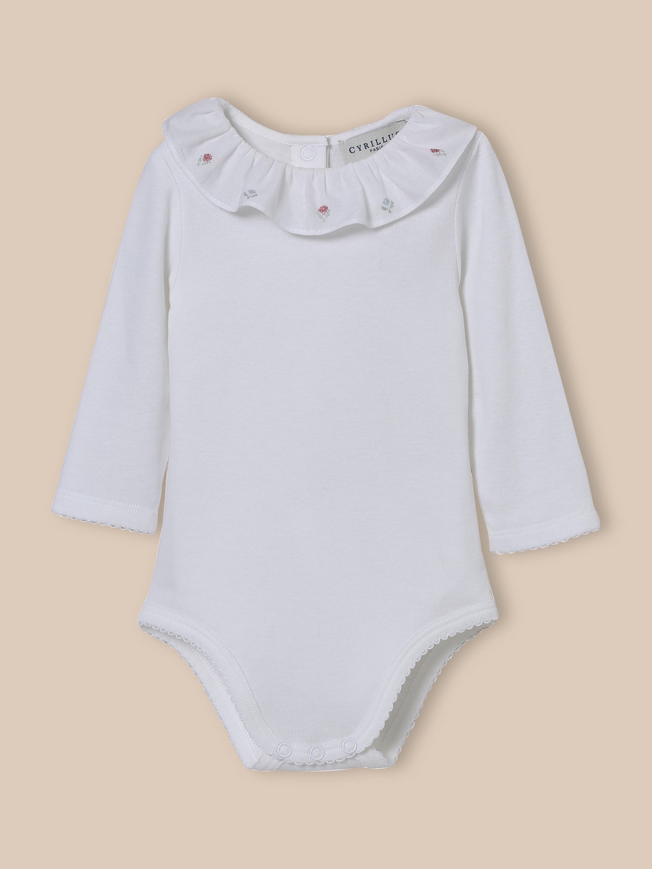 Babybody met geborduurde kraag - Biokatoen