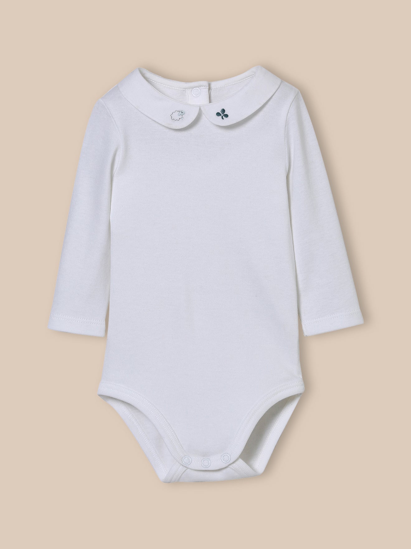 Babybody met geborduurd kraagje - Biokatoen
