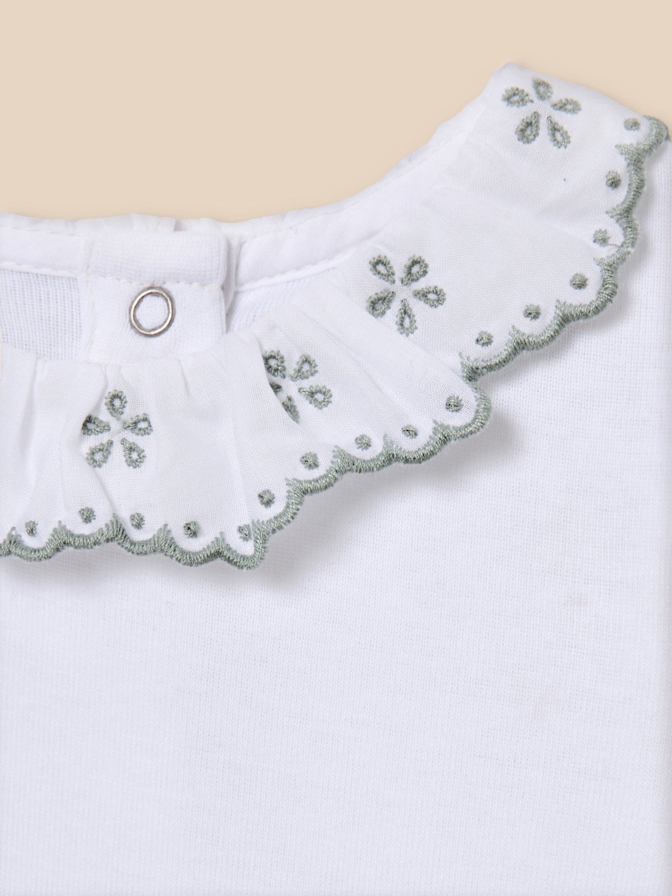 Body met kraag in broderie anglaise - Biologisch katoen