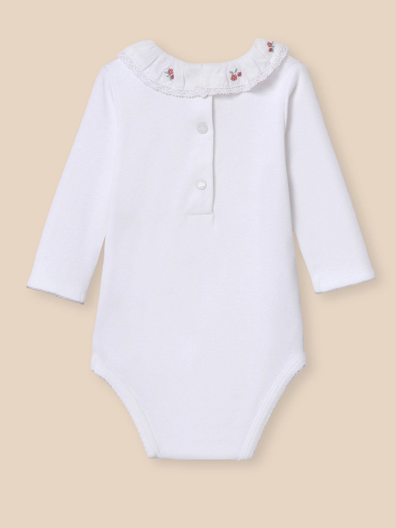 Babybody met broderie anglaise kraag - Biologisch katoen