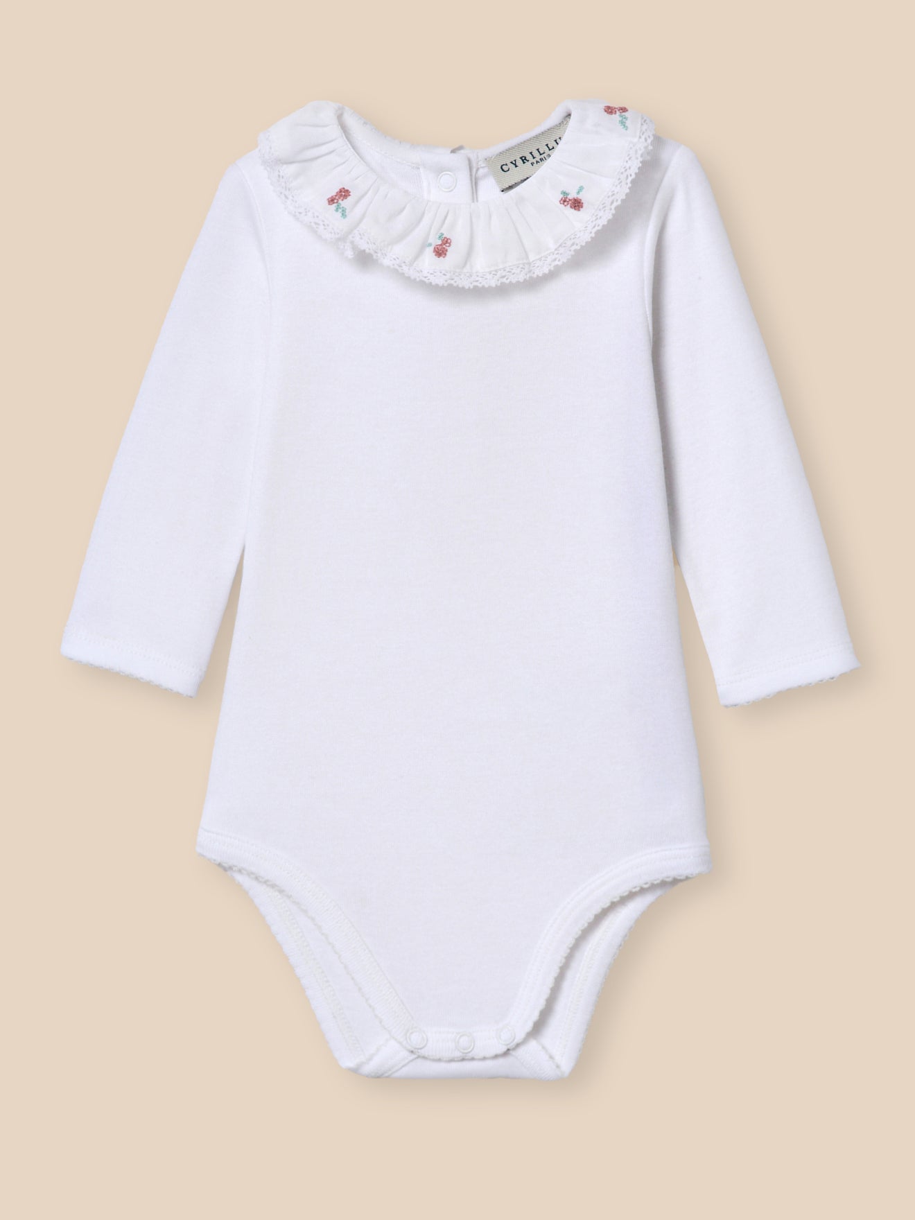 Babybody met broderie anglaise kraag - Biologisch katoen
