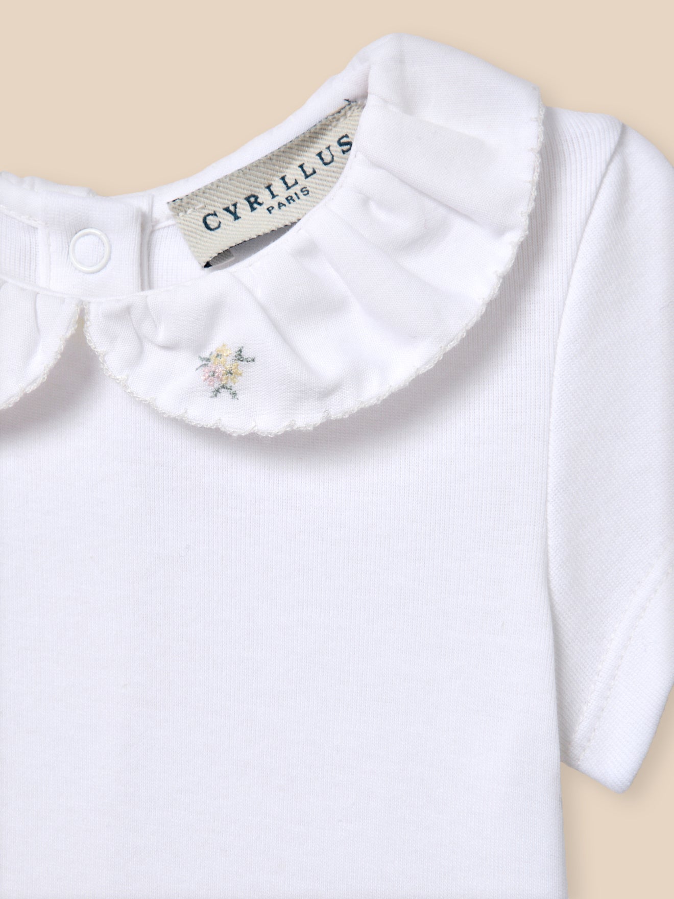 Geborduurde kraagbody voor baby's - Biologisch katoen