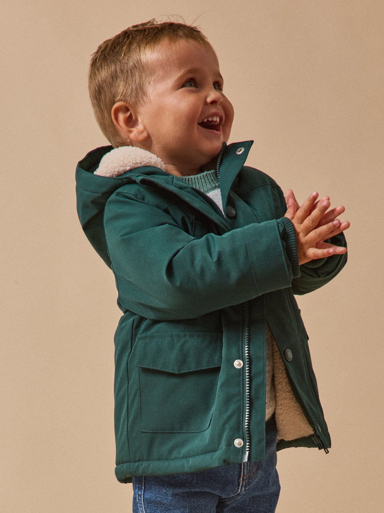 Babyparka met sherpavoering