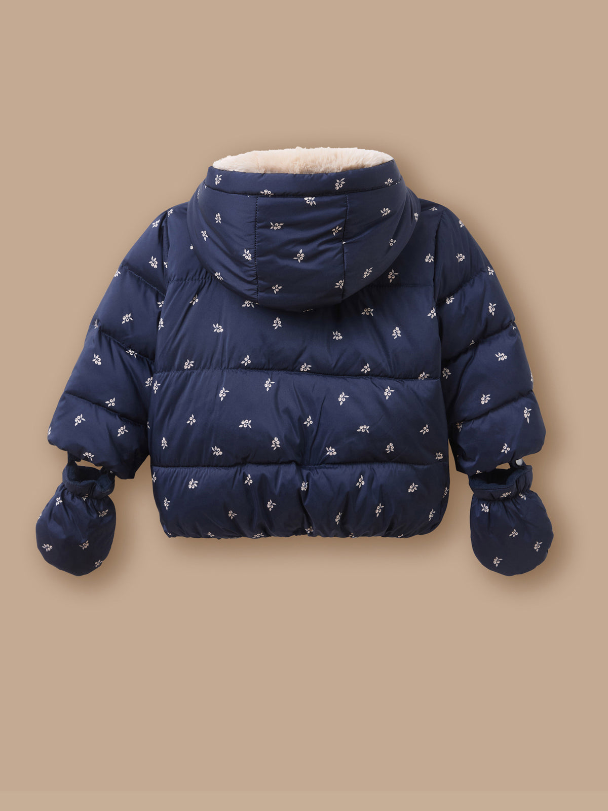 Gewatteerde doudoune met bessenprint voor baby's