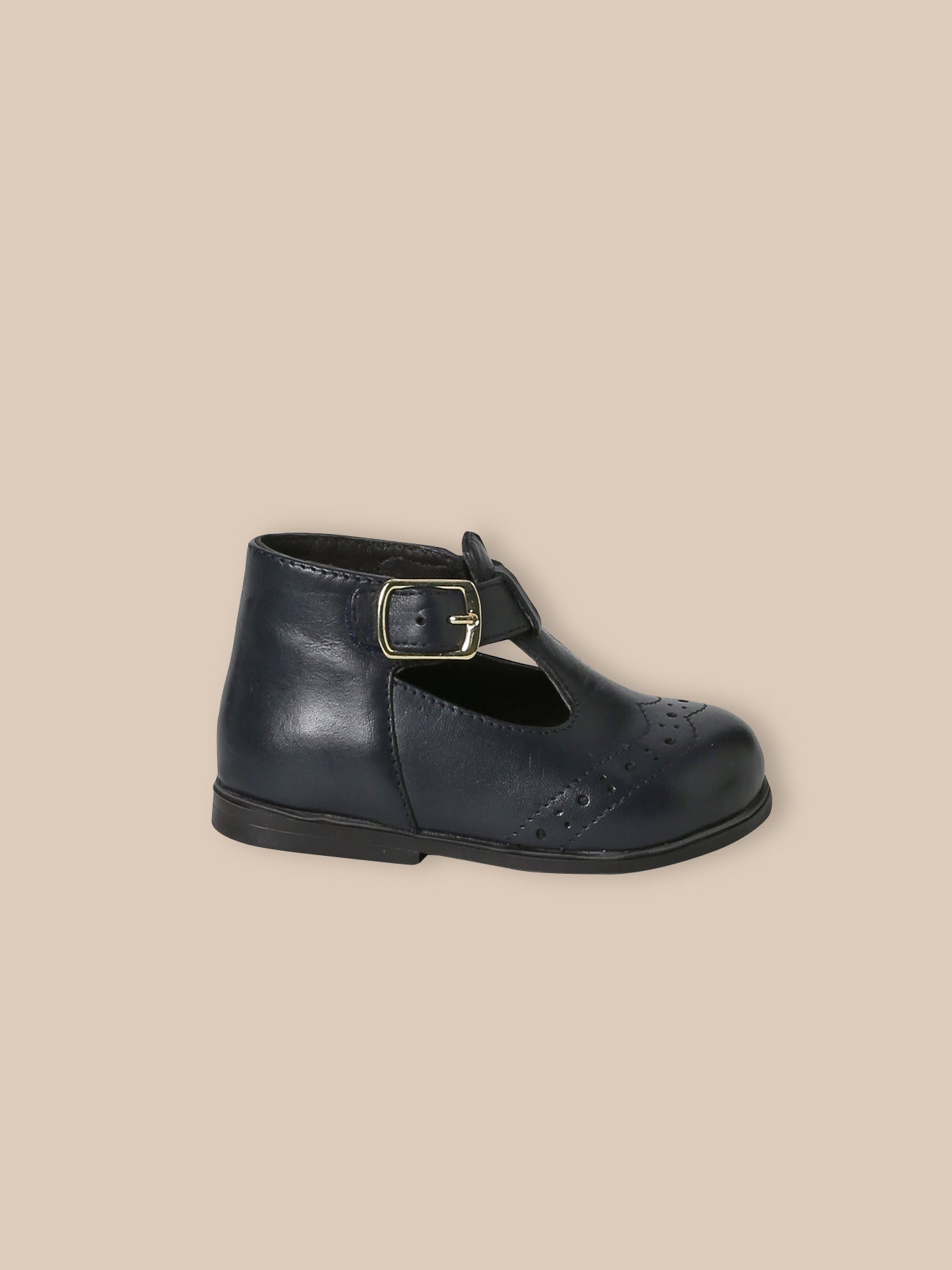 Leren babyschoenen in saloméstijl