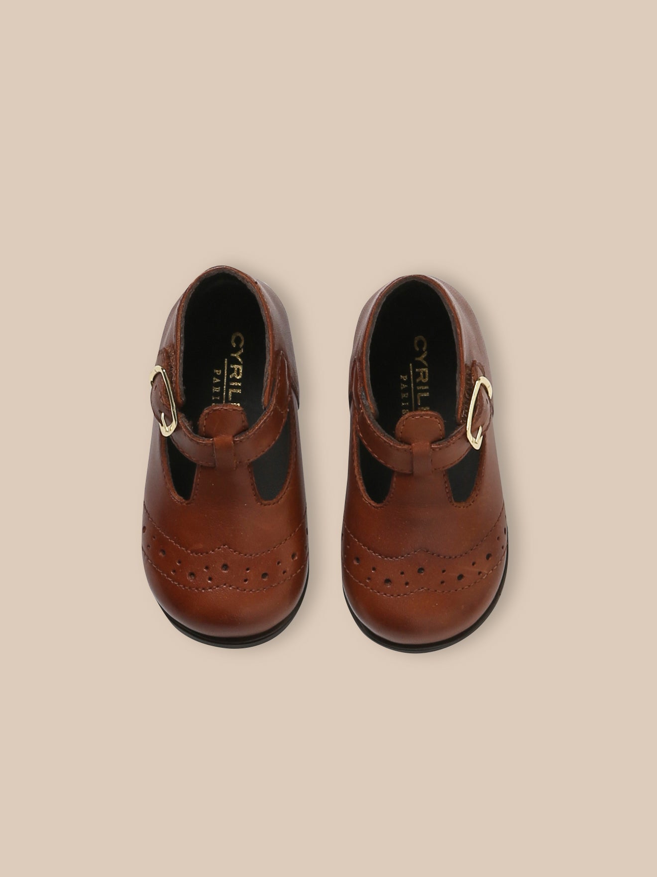 Leren babyschoenen in saloméstijl