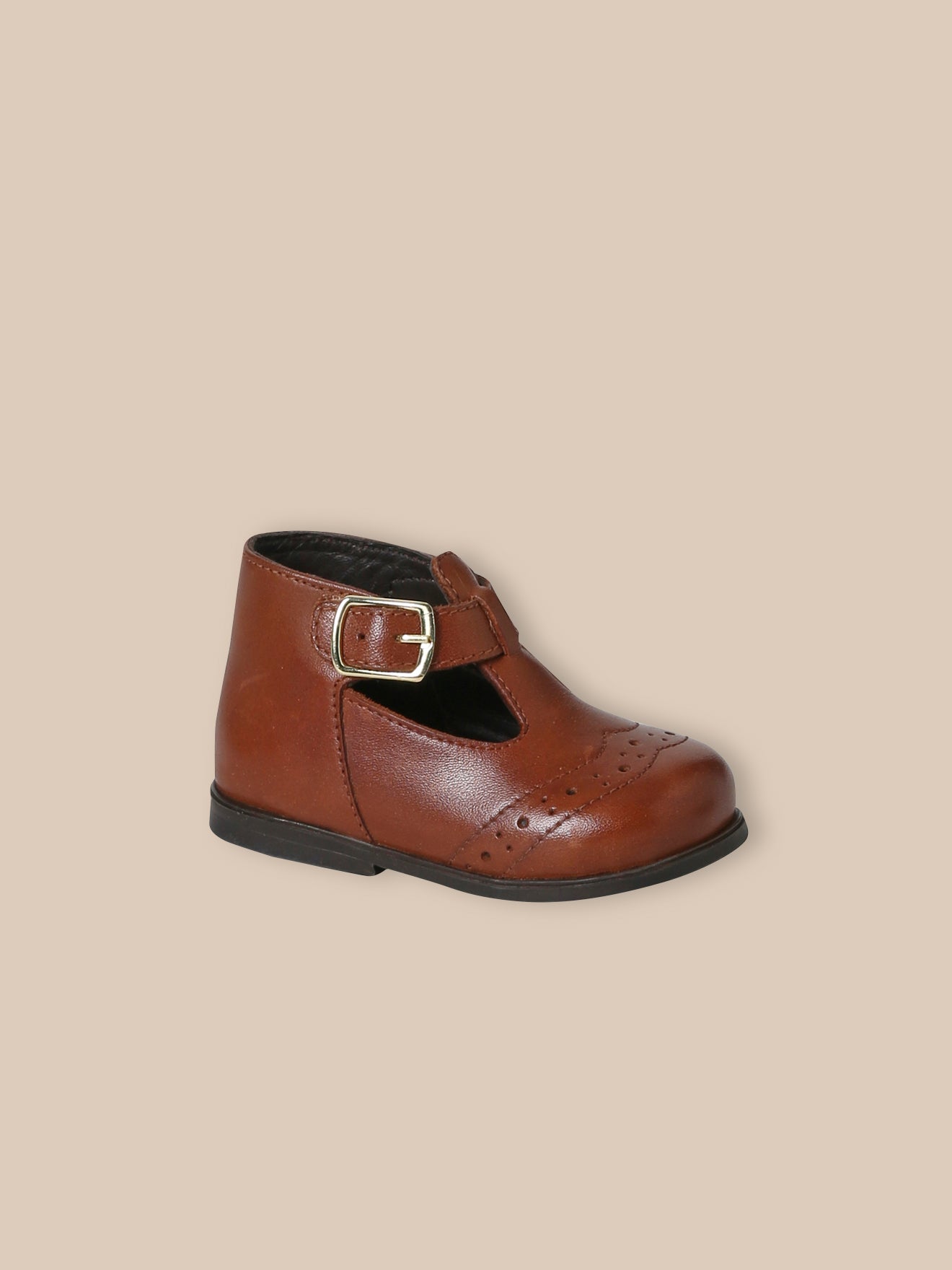 Leren babyschoenen in saloméstijl