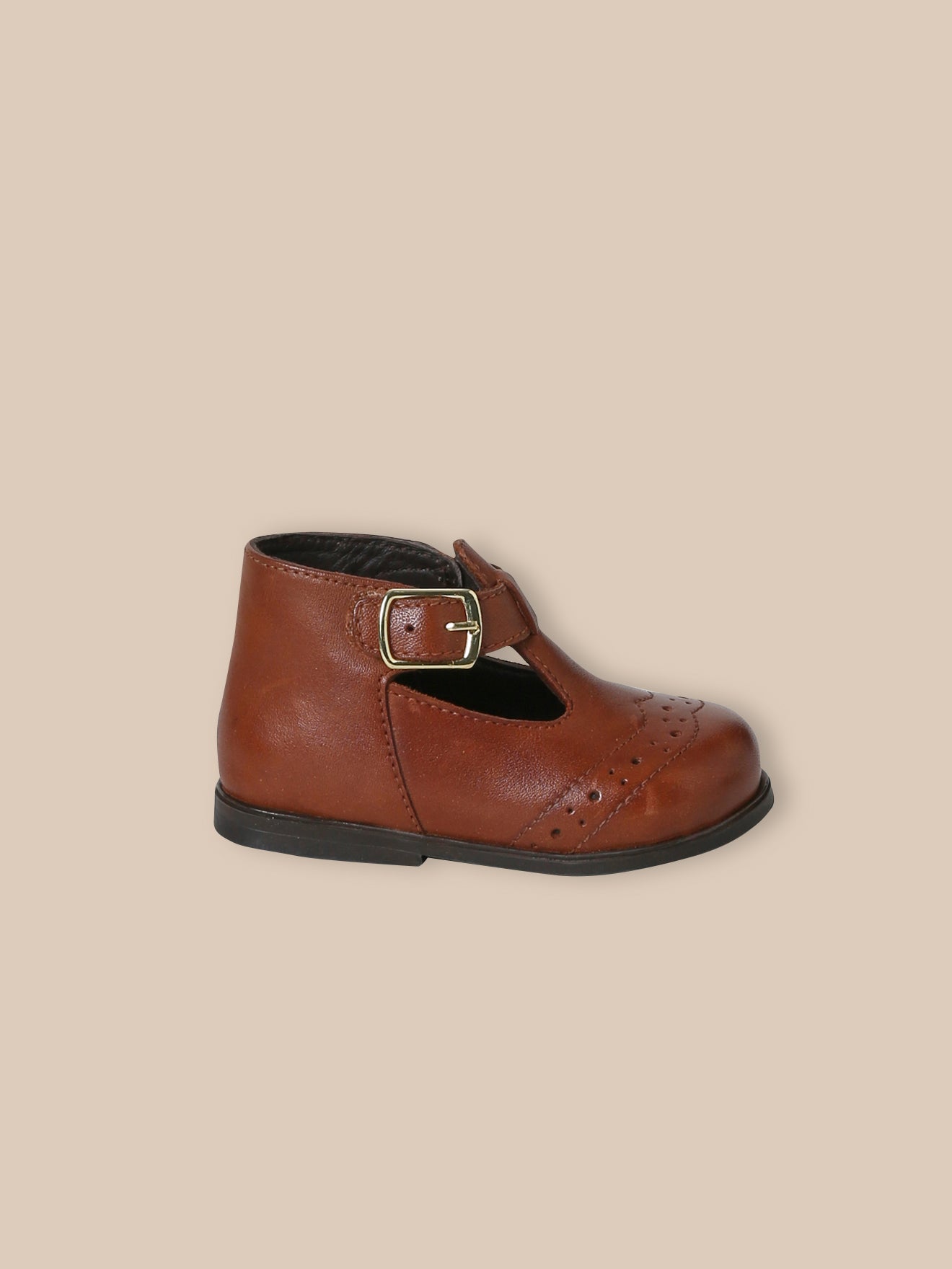 Leren babyschoenen in saloméstijl