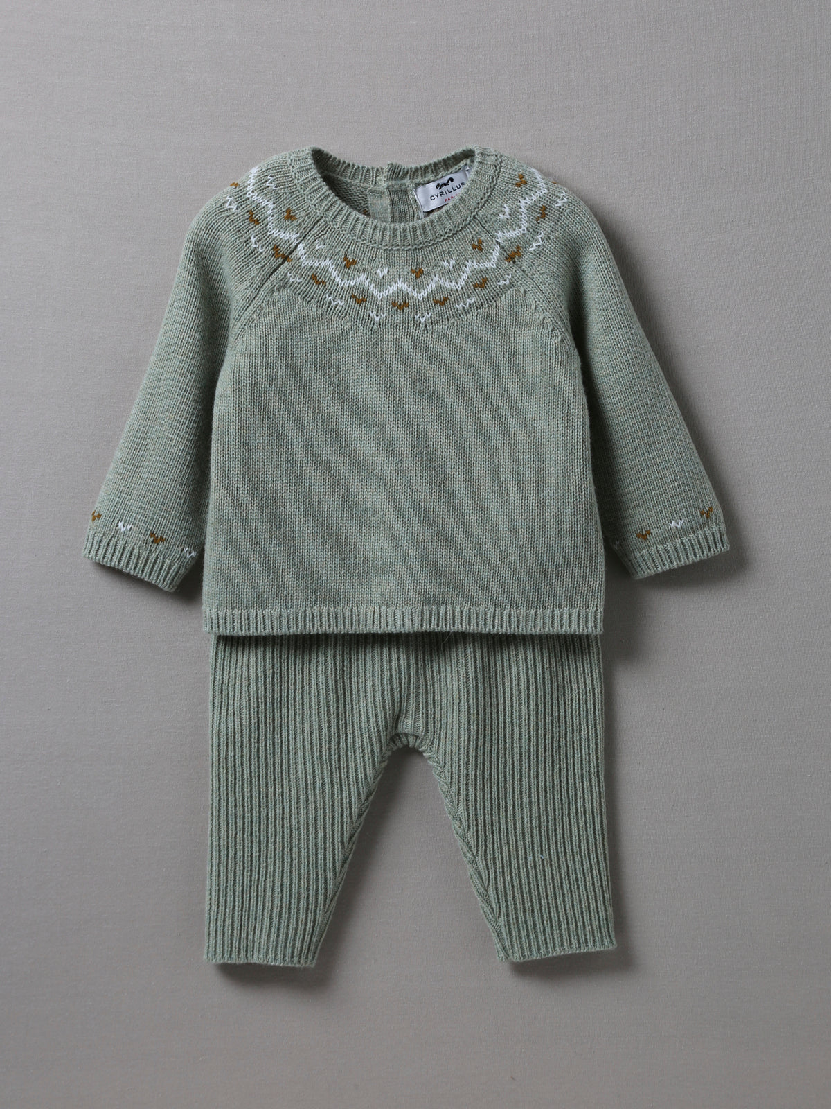 Babysetje met jacquard van wol en kasjmier