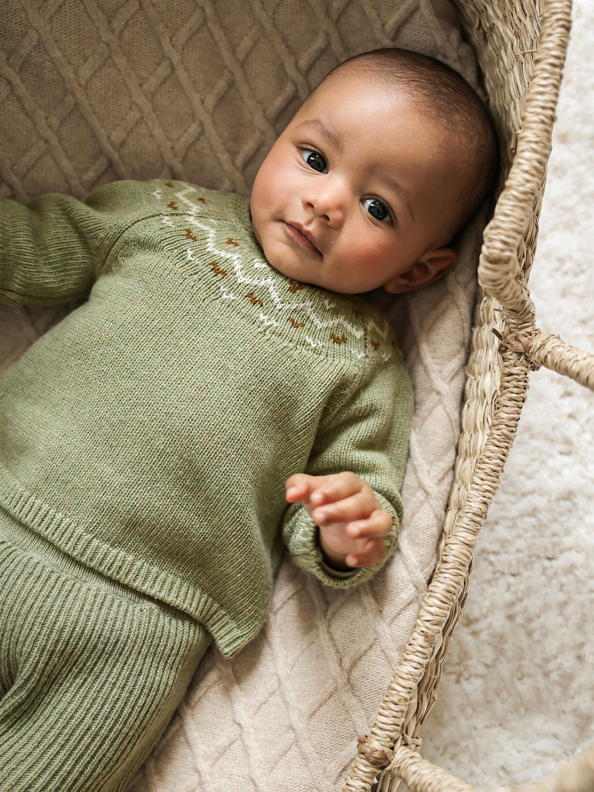 Babysetje met jacquard van wol en kasjmier